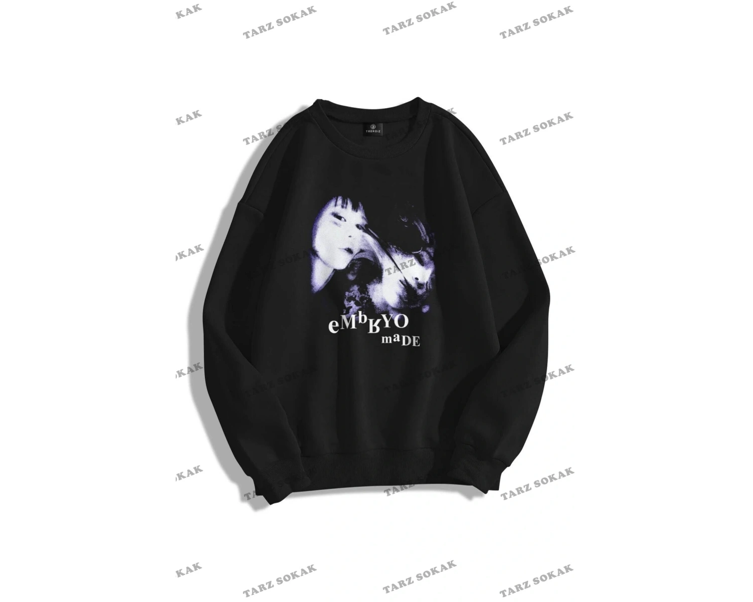 Y2K Unisex Embryo By Bisiklet Yaka Sweatshirt Hoodie KOD 1754 Siyah