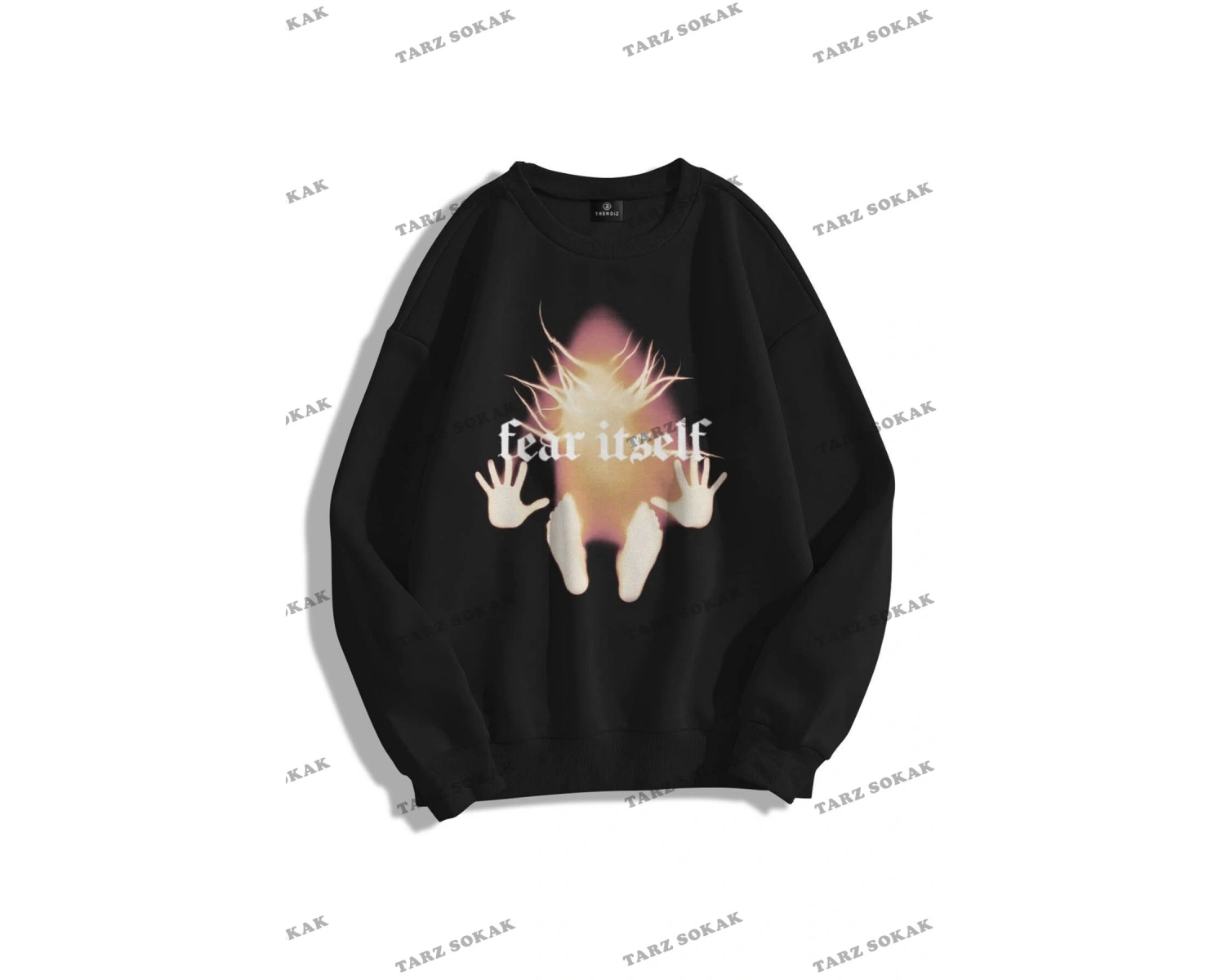 Y2K Unisex Fear Itself Bisiklet Yaka Sweatshirt KOD 1814