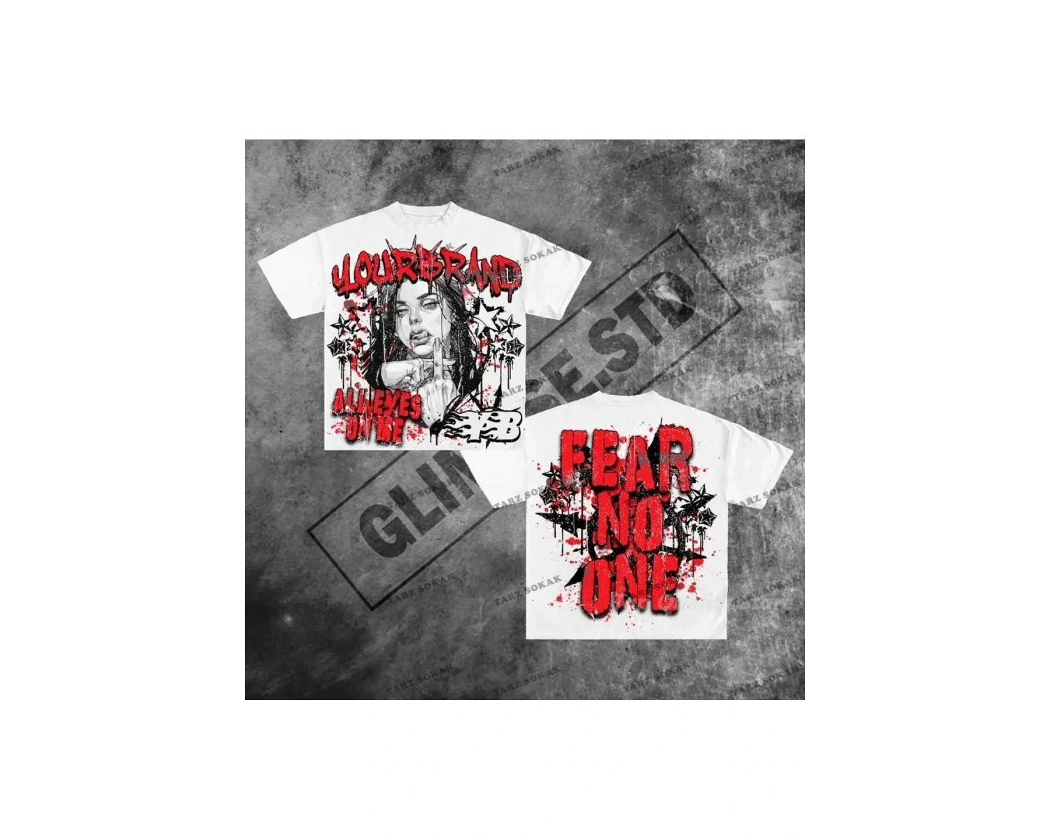 Y2K Unisex Harajuka Anime Retro Kawai Kuromi T-shirt Kod-Mavi-Etiket:  8401