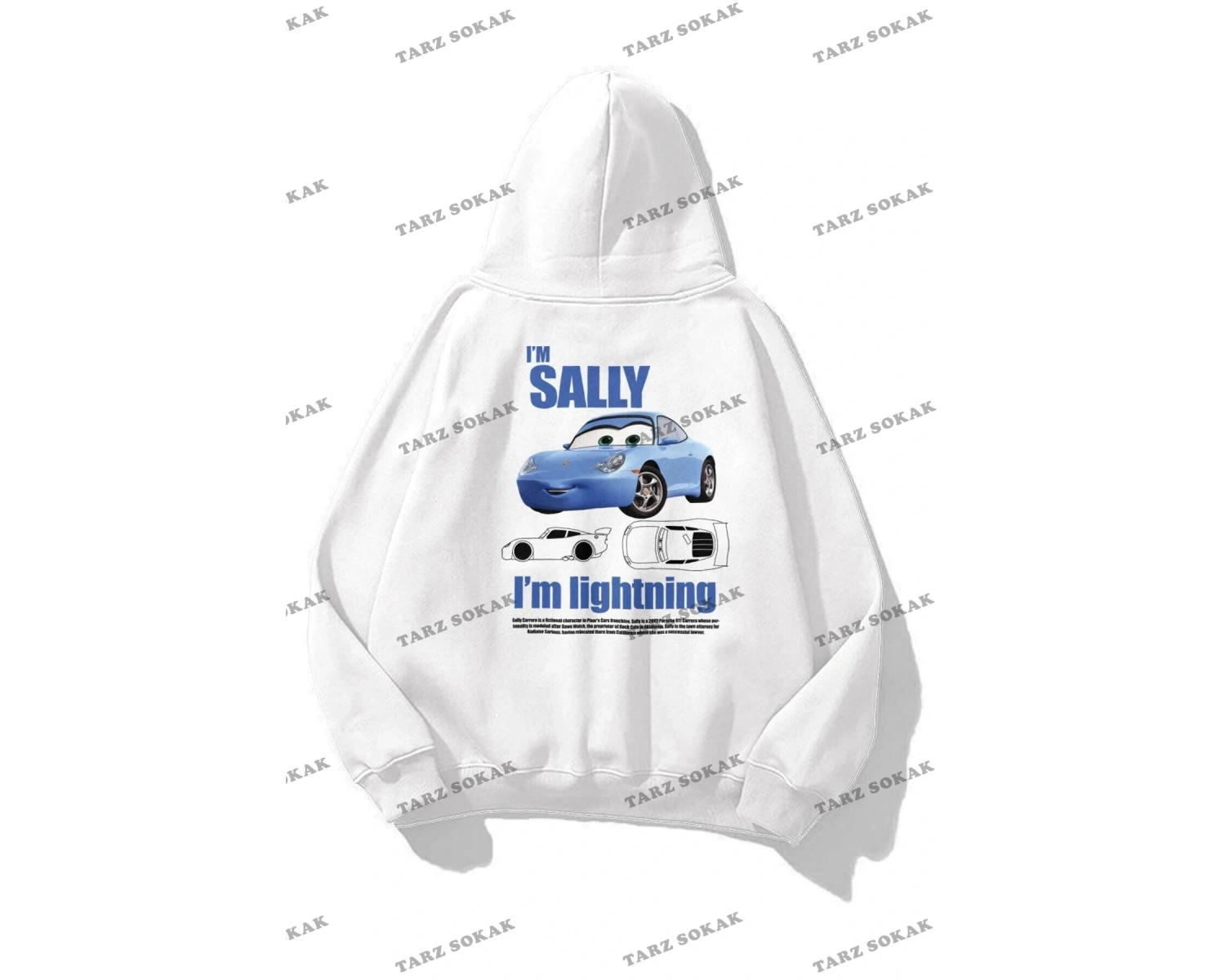 Y2K Unisex Im Sally Cars Sweatshirt KOD 1613 Beyaz