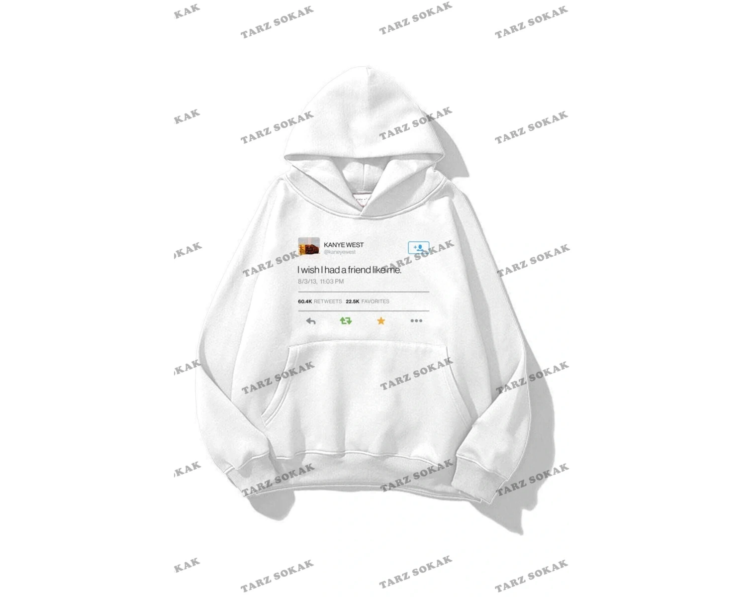 Y2K Unisex Kanye Tweet Sweatshirt KOD 1579 Beyaz