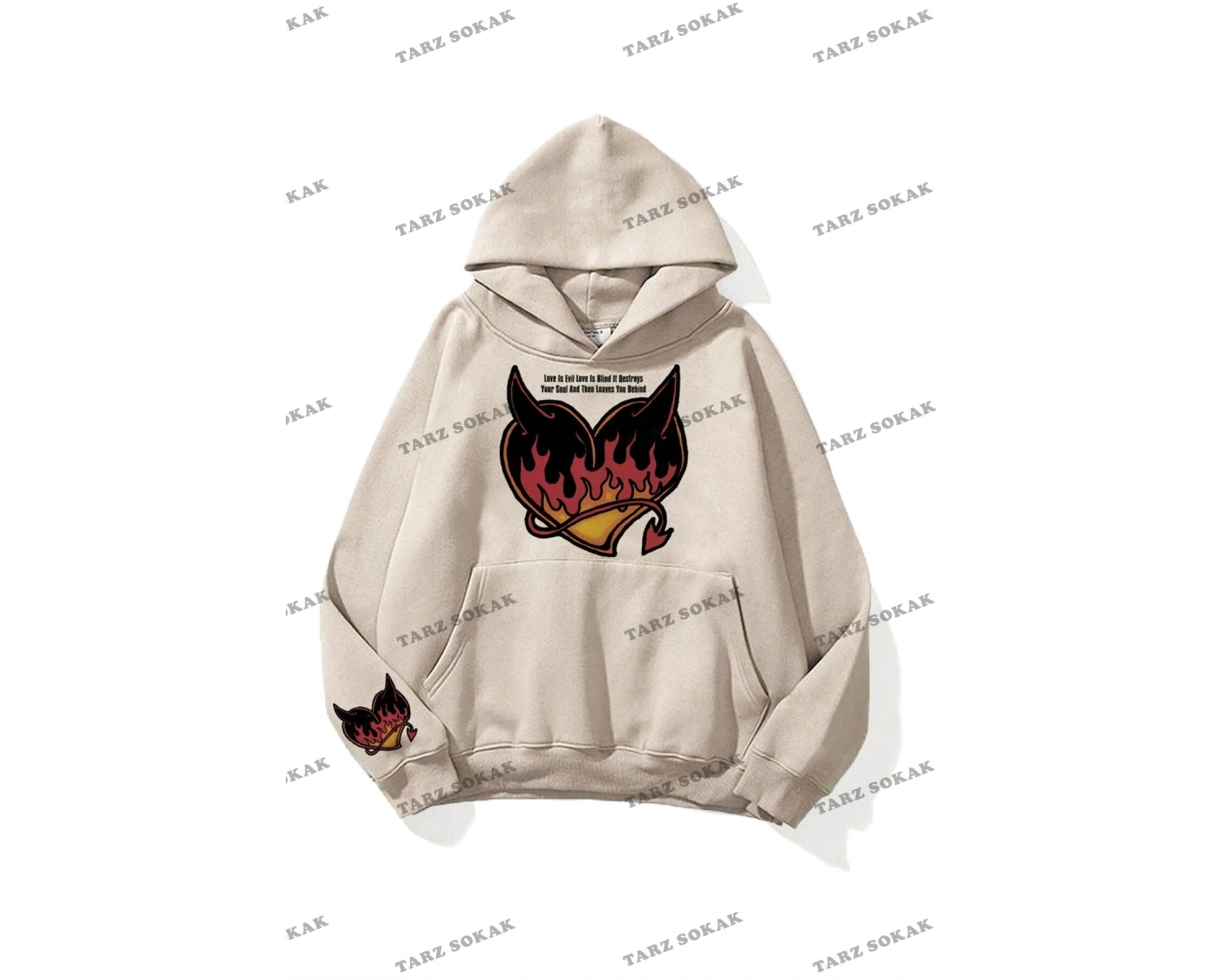 Y2K Unisex Love Is Evil Sweatshirt Hoodie KOD 1934