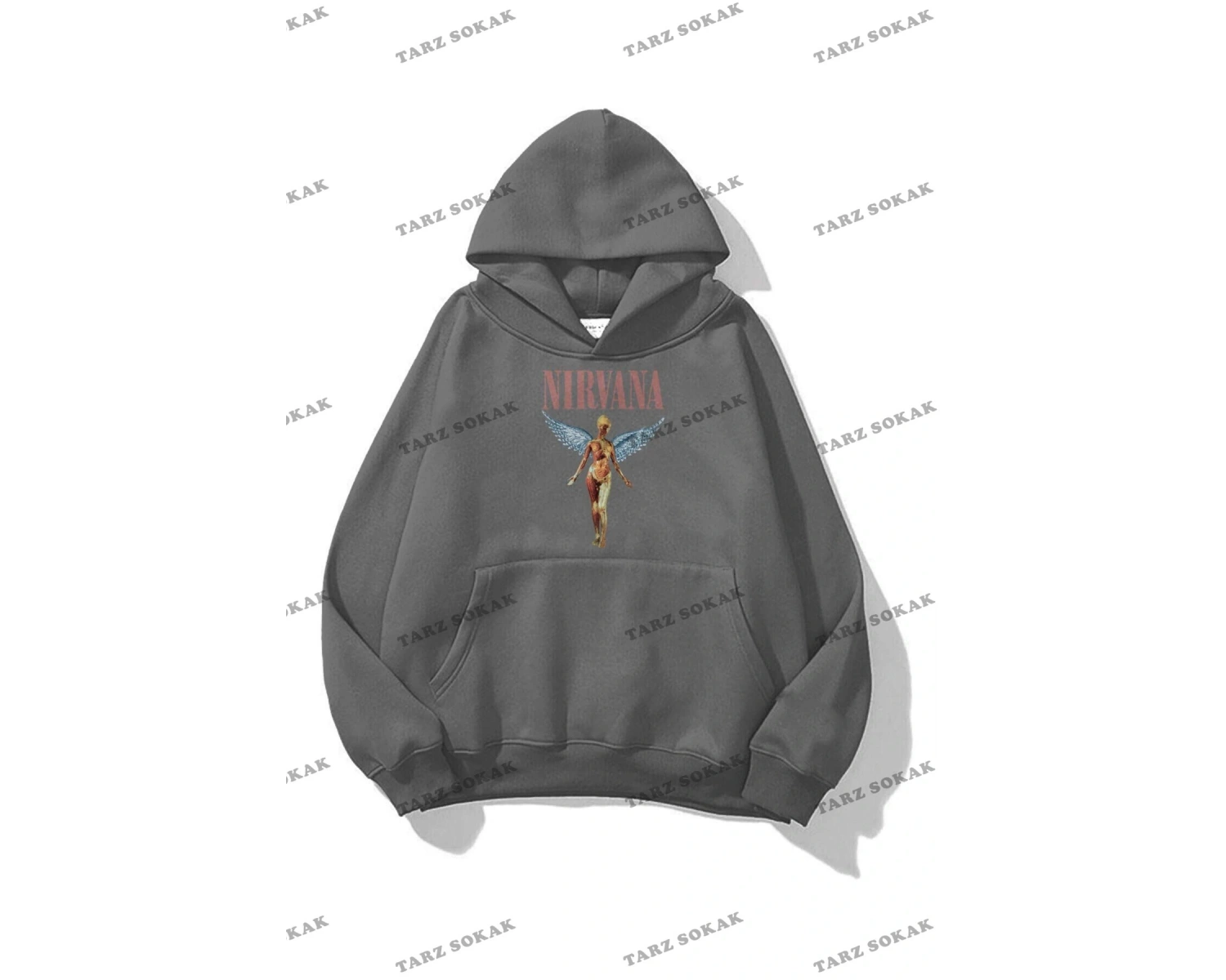 Y2K Unisex Nirvana Utero Sweatshirt Hoodie KOD 1727 Gri