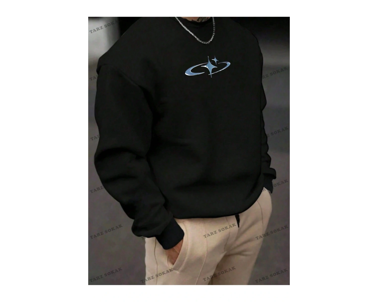 Y2K Unisex Pockets Empty Sweatshirt KOD 1617 Beyaz