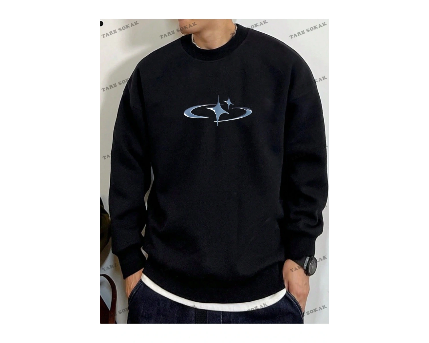 Y2K Unisex Pockets Empty Sweatshirt KOD 1617 Beyaz