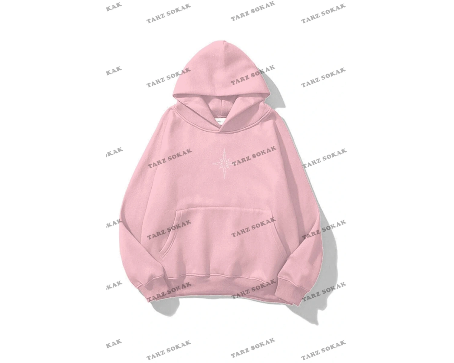 Y2K Unisex Pusula Taş Görünümlü Baskılı Sweatshirt KOD 1593 Pembe