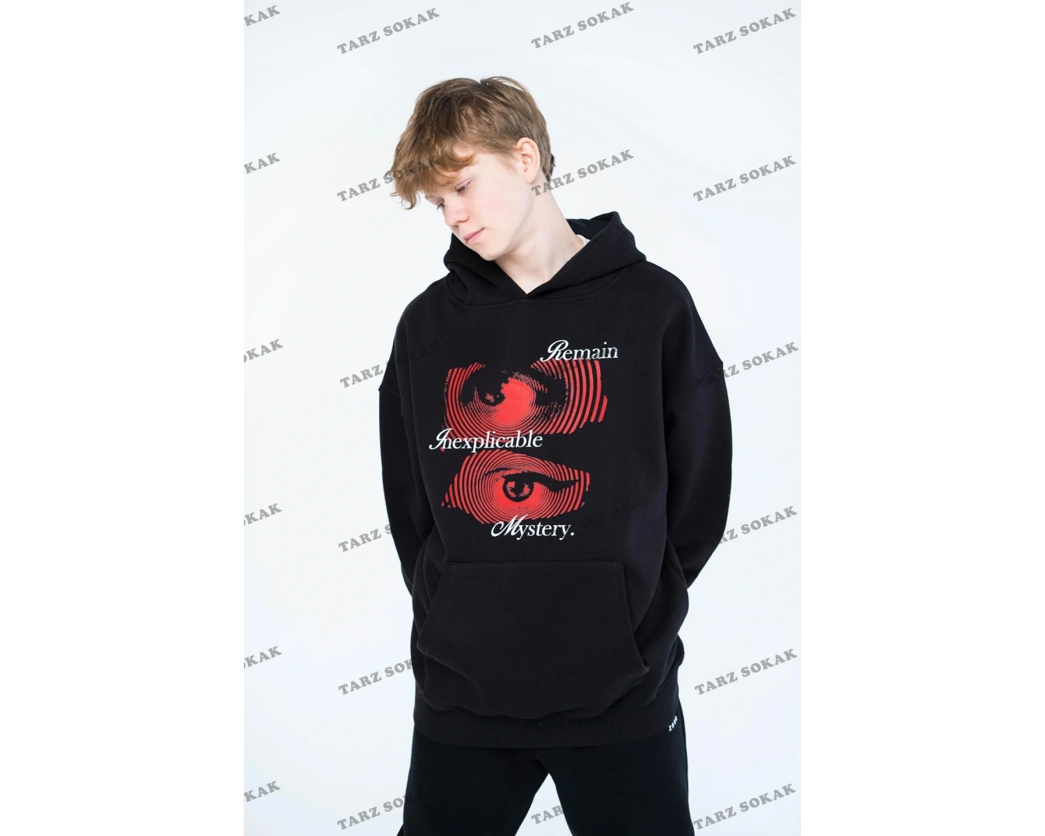 Y2K Unisex Remain Mystery Sweatshirt Hoodie KOD 1745 Siyah