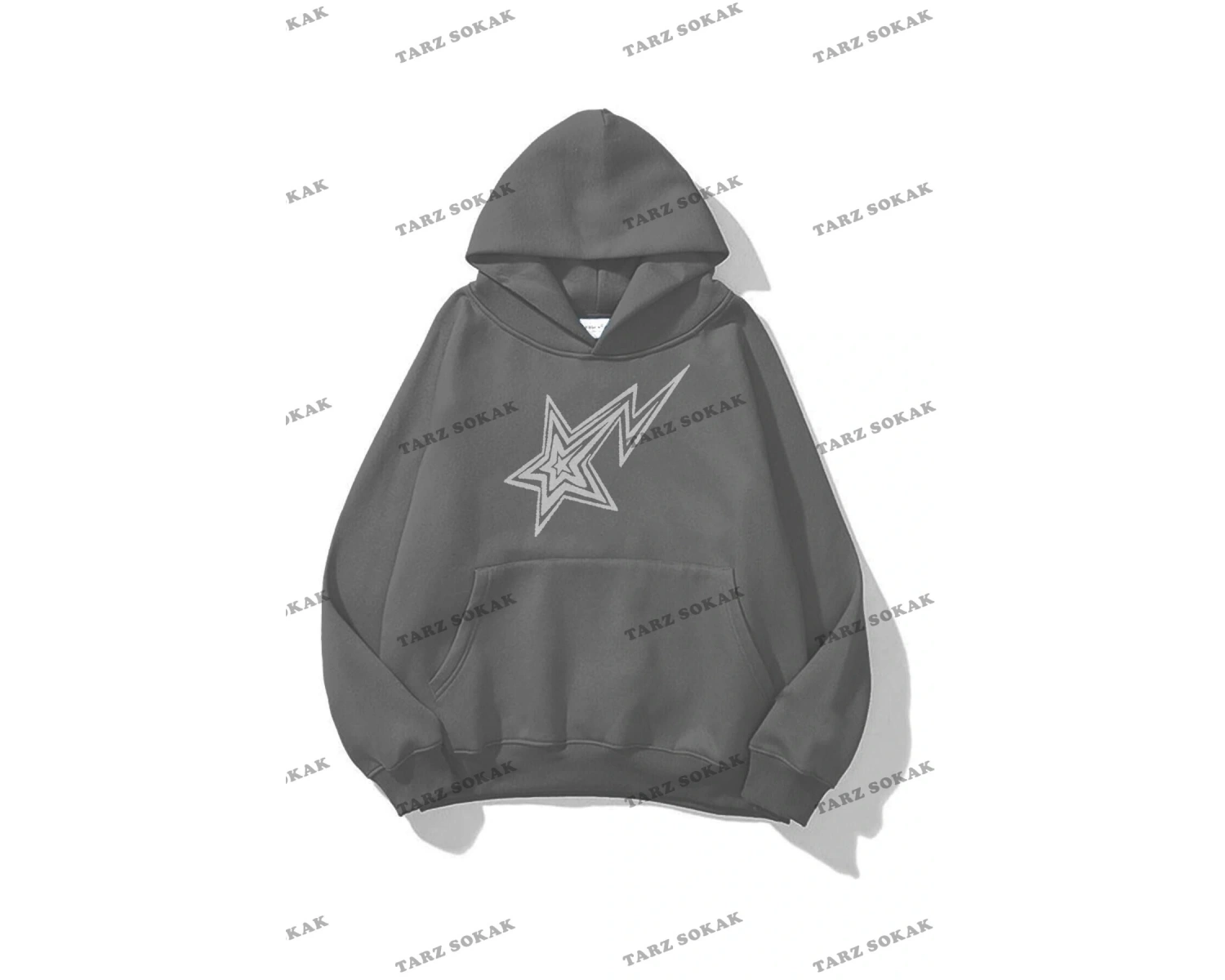 Y2K Unisex Shooting Star Sweatshirt KOD 1535 Gri