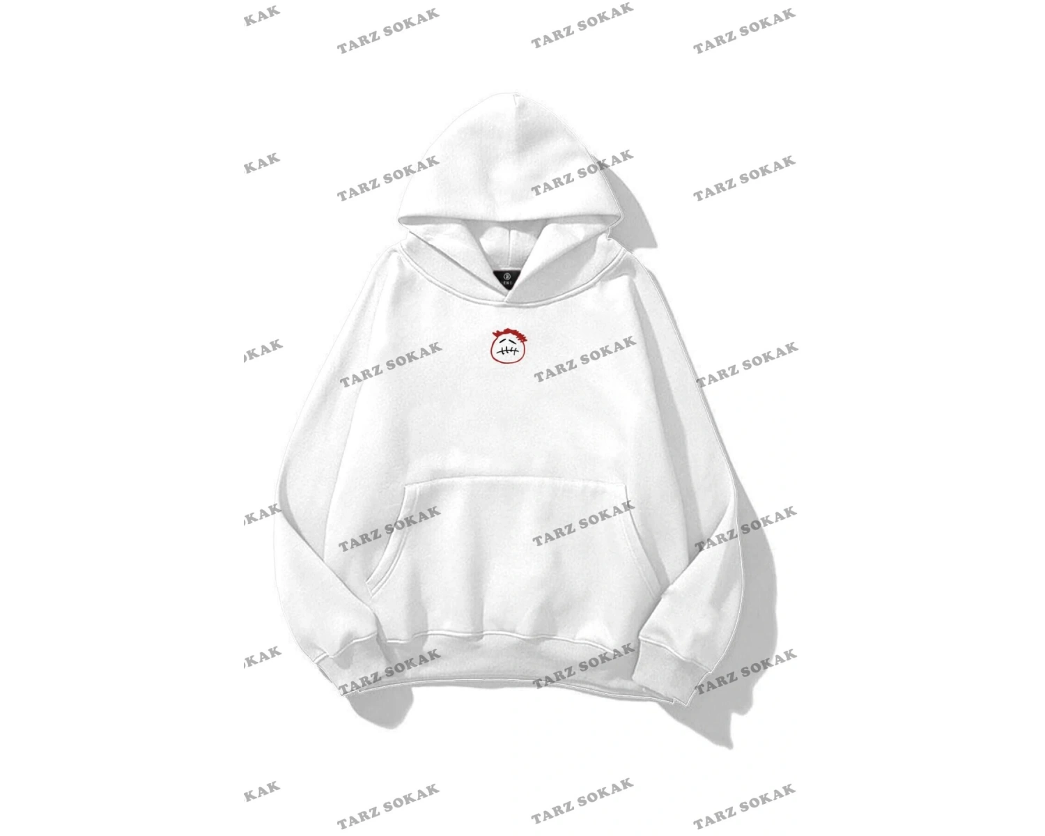 Y2K Unisex Smiley Look Mom Sweatshirt KOD 1493 Beyaz