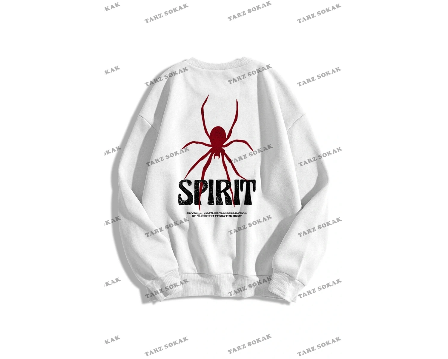 Y2K Unisex Spirit Bisiklet Yaka Sweatshirt KOD 1838 Beyaz