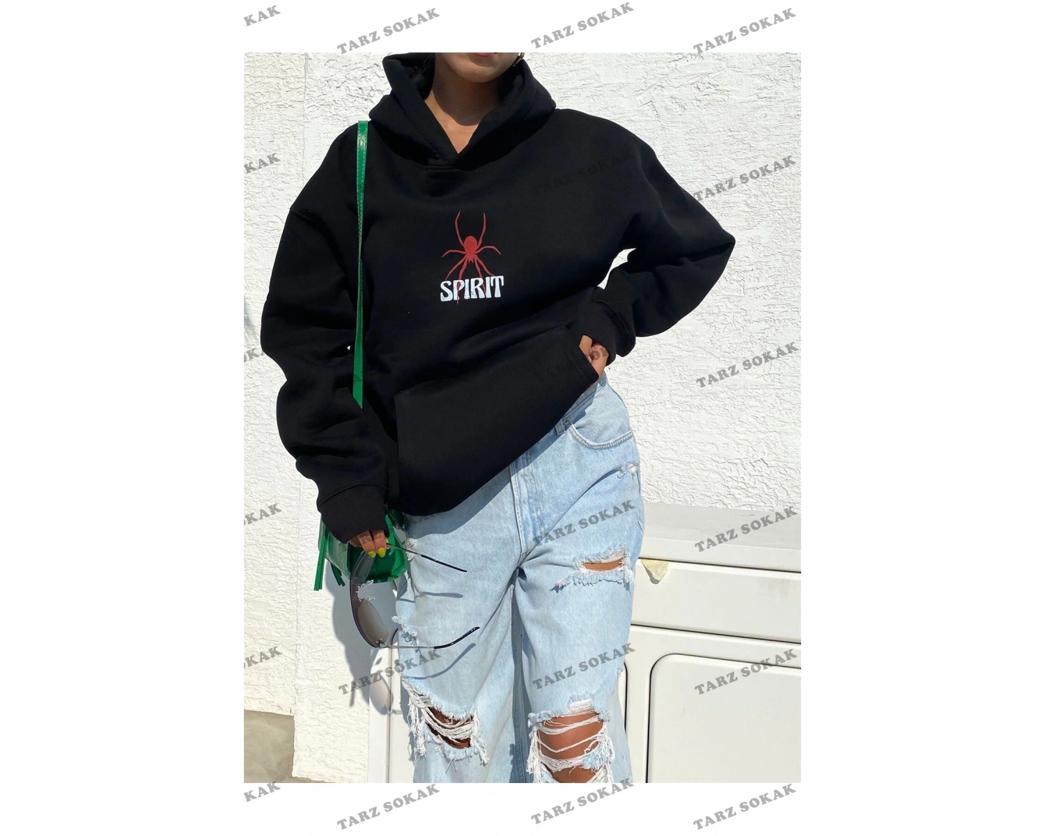 Y2K Unisex Spirit Sweatshirt Hoodie KOD 1917 Beyaz