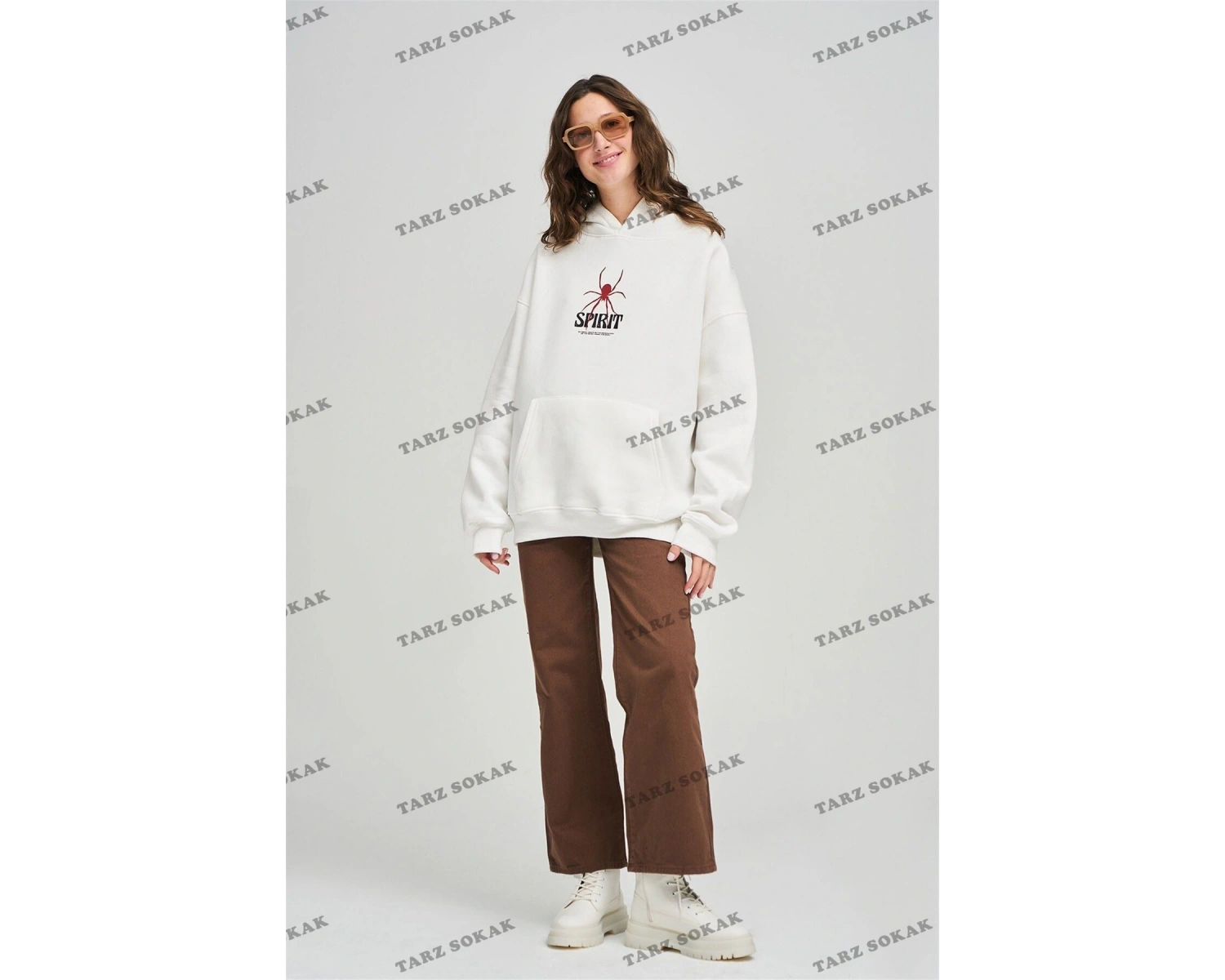 Y2K Unisex Spirit Sweatshirt Hoodie KOD 1917 Beyaz