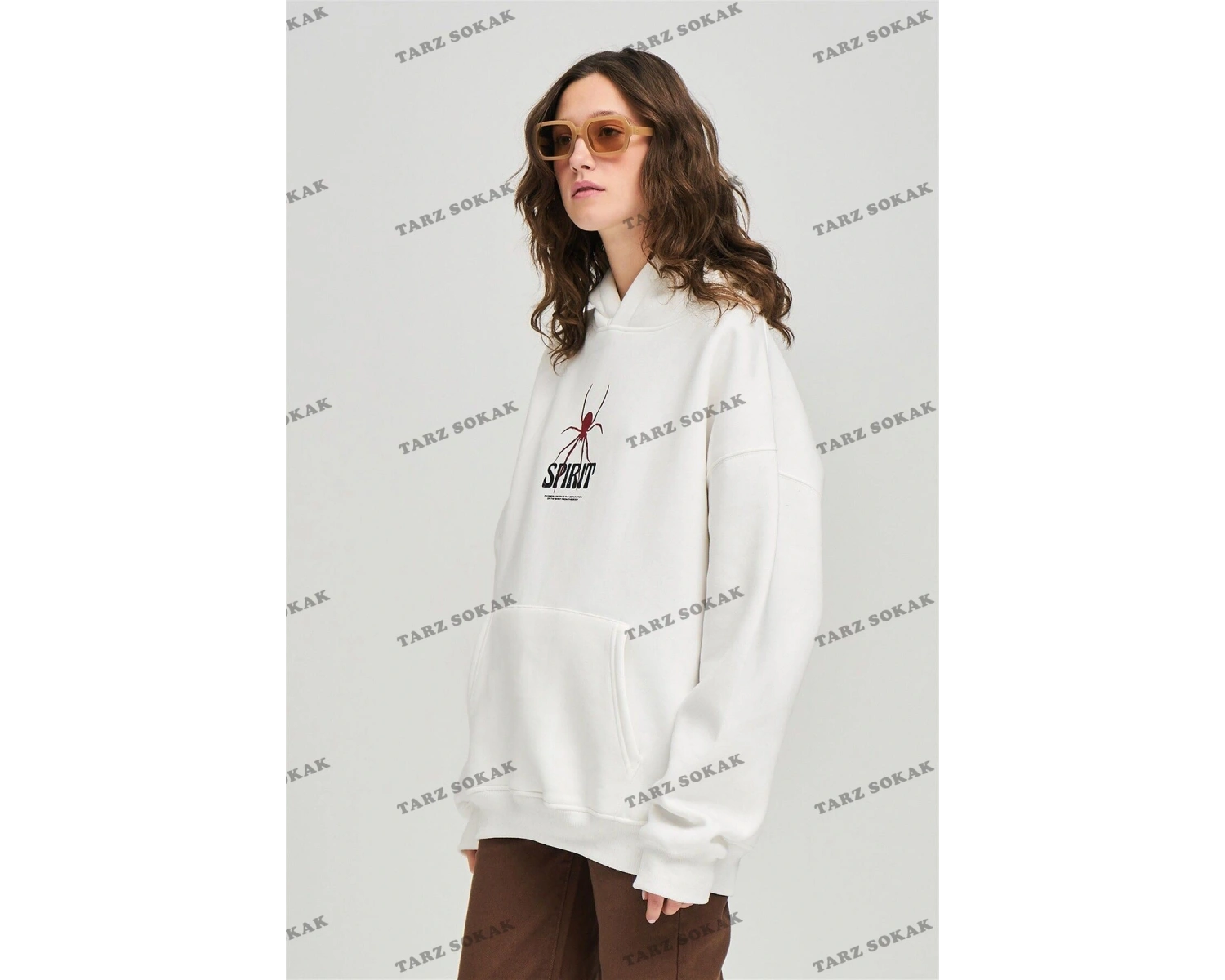 Y2K Unisex Spirit Sweatshirt Hoodie KOD 1917 Beyaz