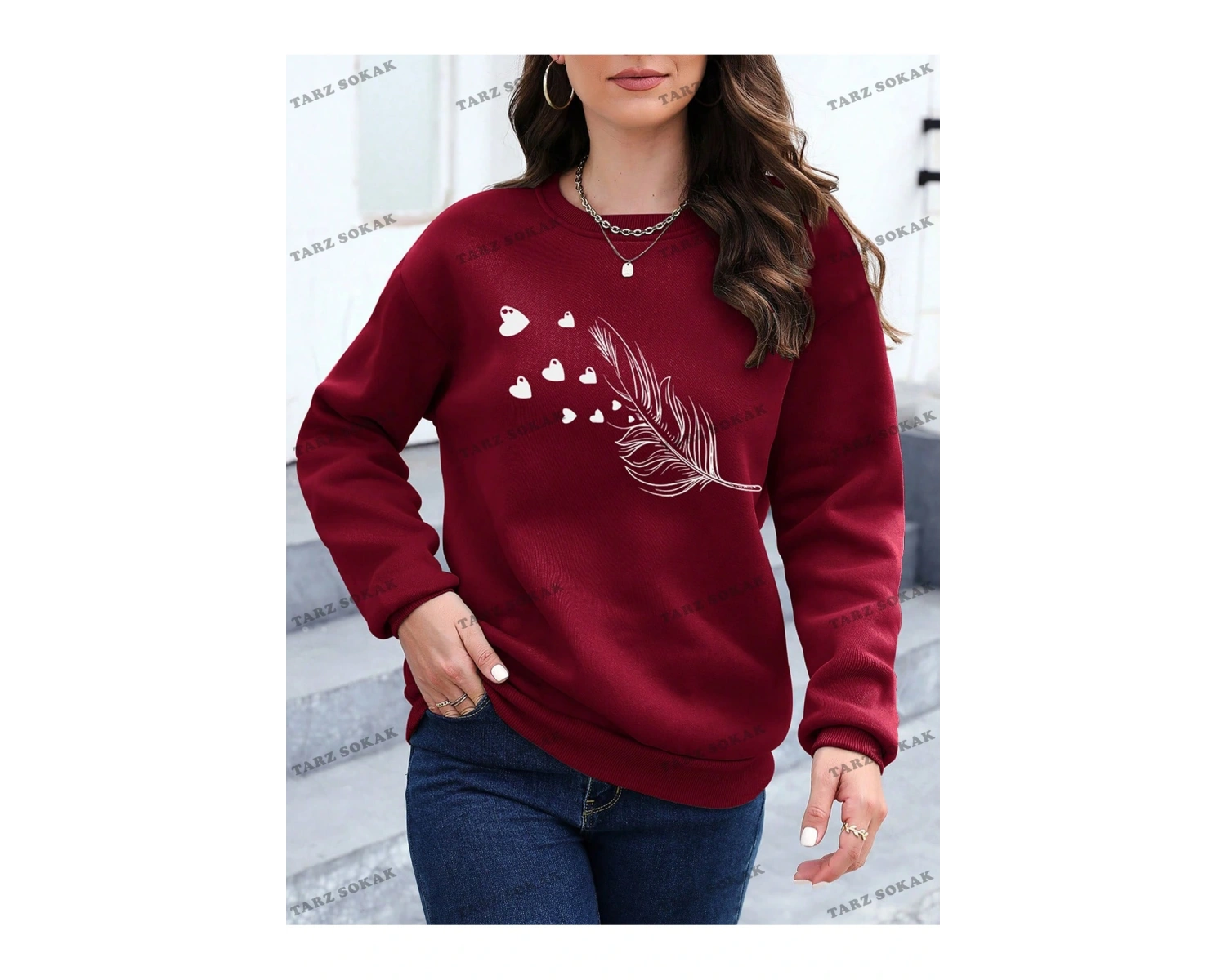 Y2K YENİ SEZON SSWEAT HARAJUKA KUROMİ RETRO KOD 125 Bordo