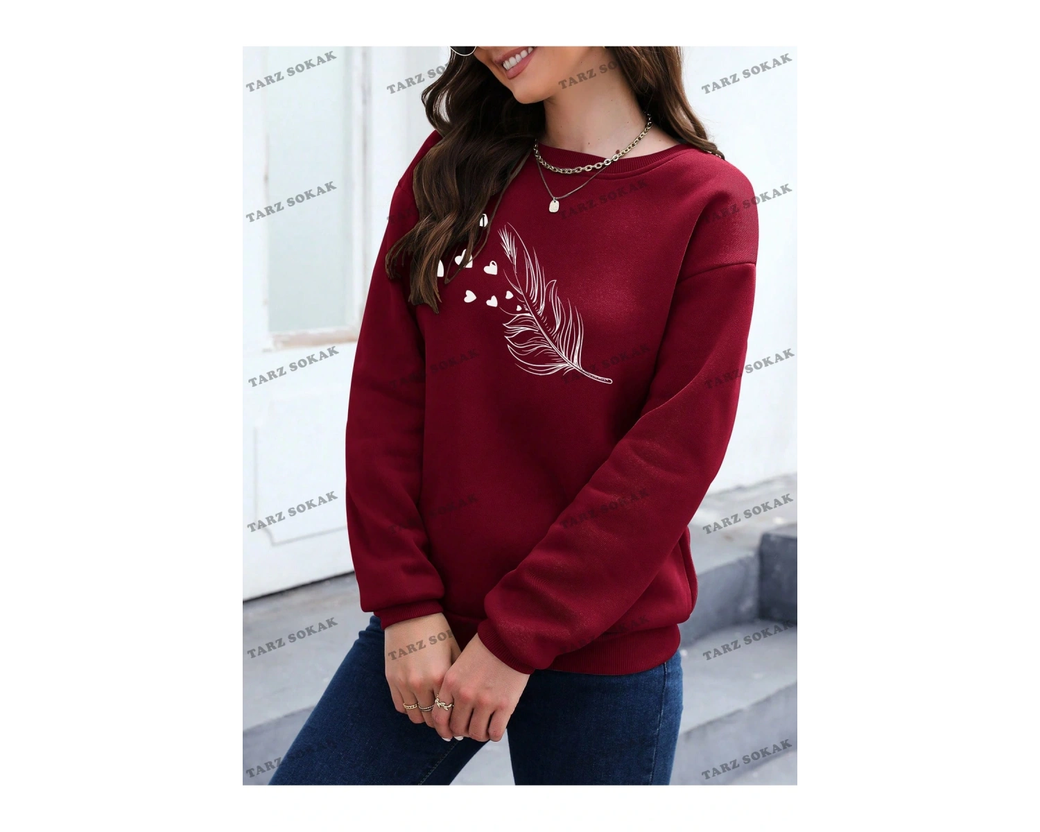 Y2K YENİ SEZON SSWEAT HARAJUKA KUROMİ RETRO KOD 125 Bordo