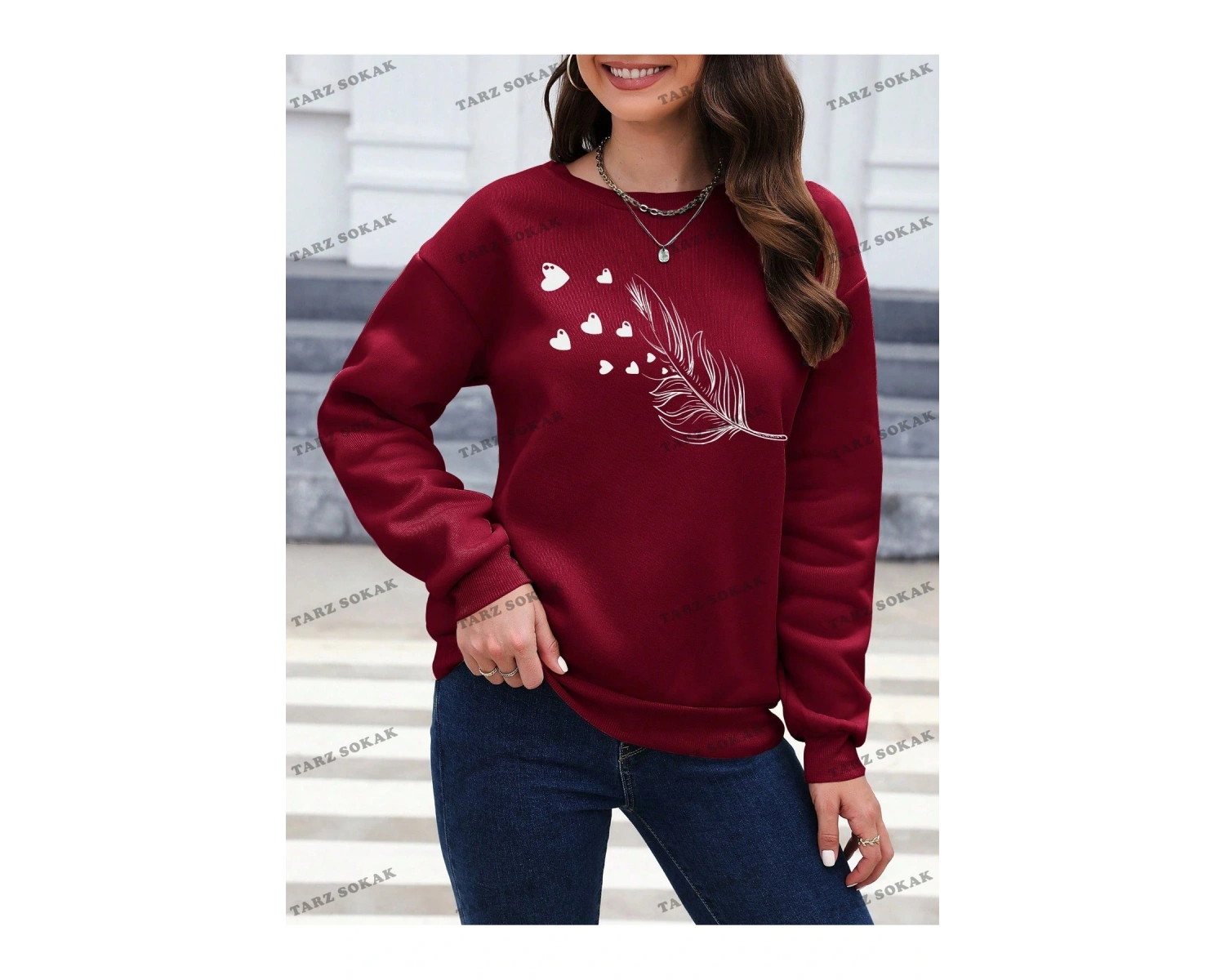 Y2K YENİ SEZON SSWEAT HARAJUKA KUROMİ RETRO KOD 125 Bordo