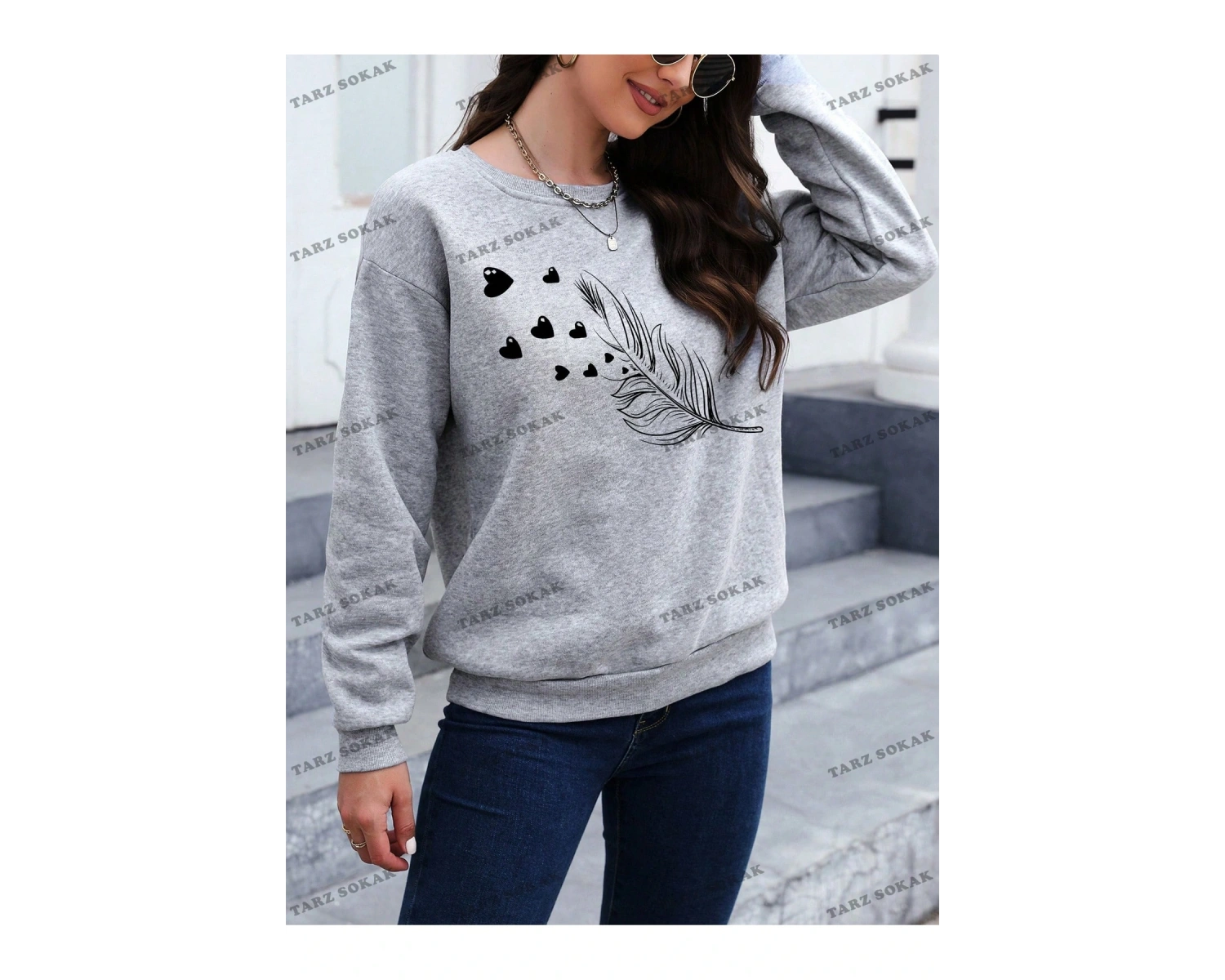 Y2K YENİ SEZON SSWEAT HARAJUKA KUROMİ RETRO KOD 125 Gri