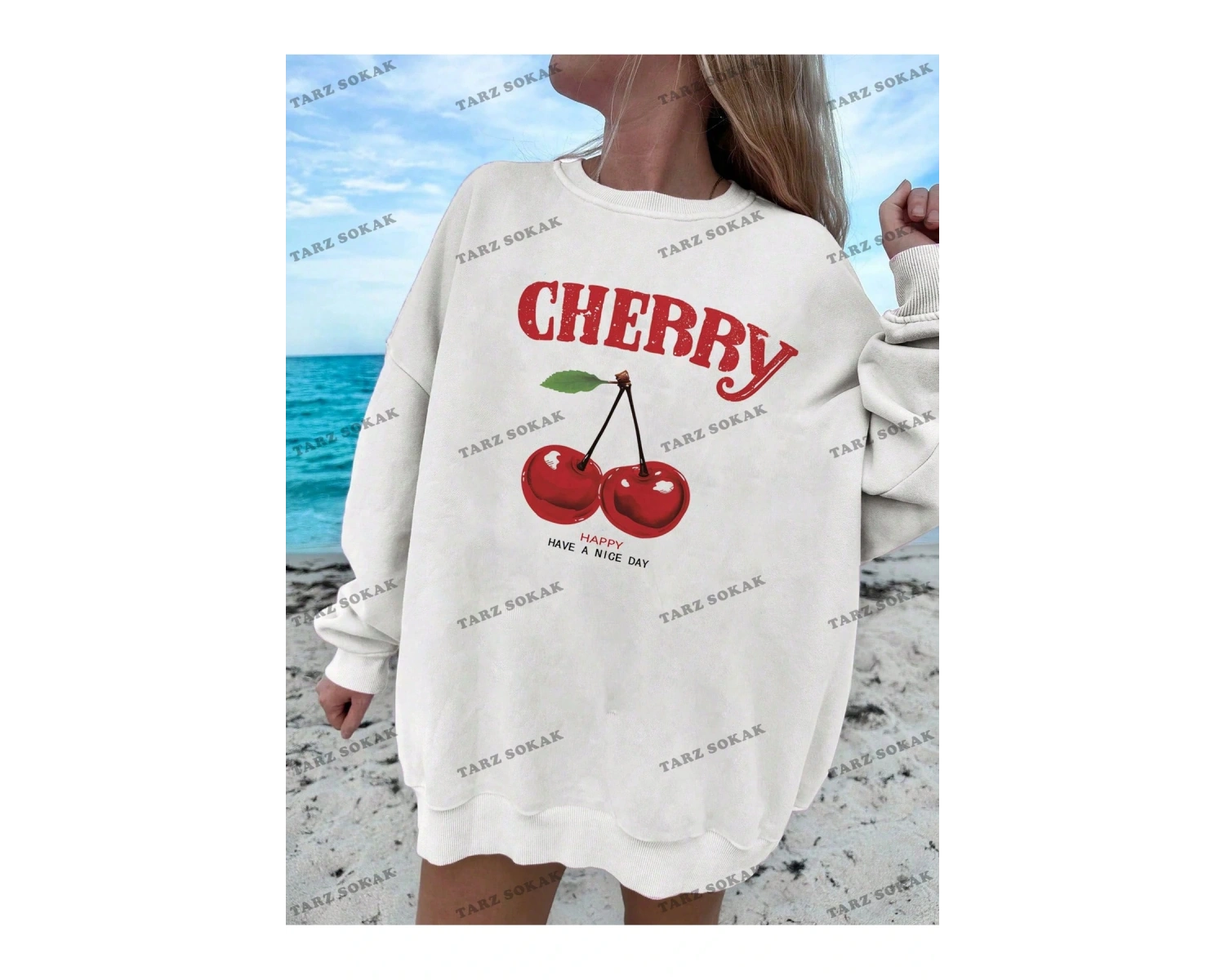 Y2K YENİ SEZON SSWEAT HARAJUKA KUROMİ RETRO KOD 1283 Beyaz