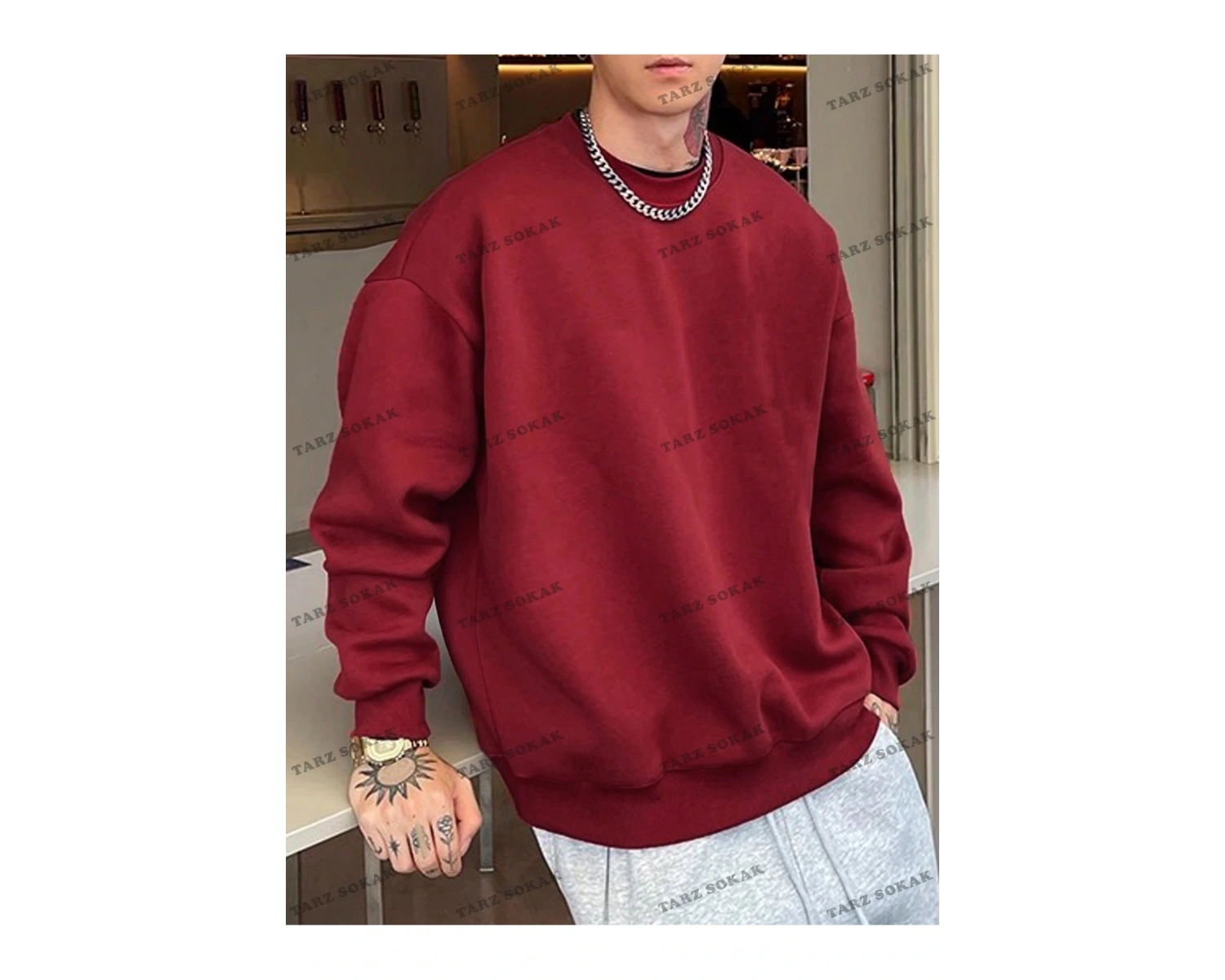 Y2K YENİ SEZON SSWEAT HARAJUKA KUROMİ RETRO KOD 1590 Bordo