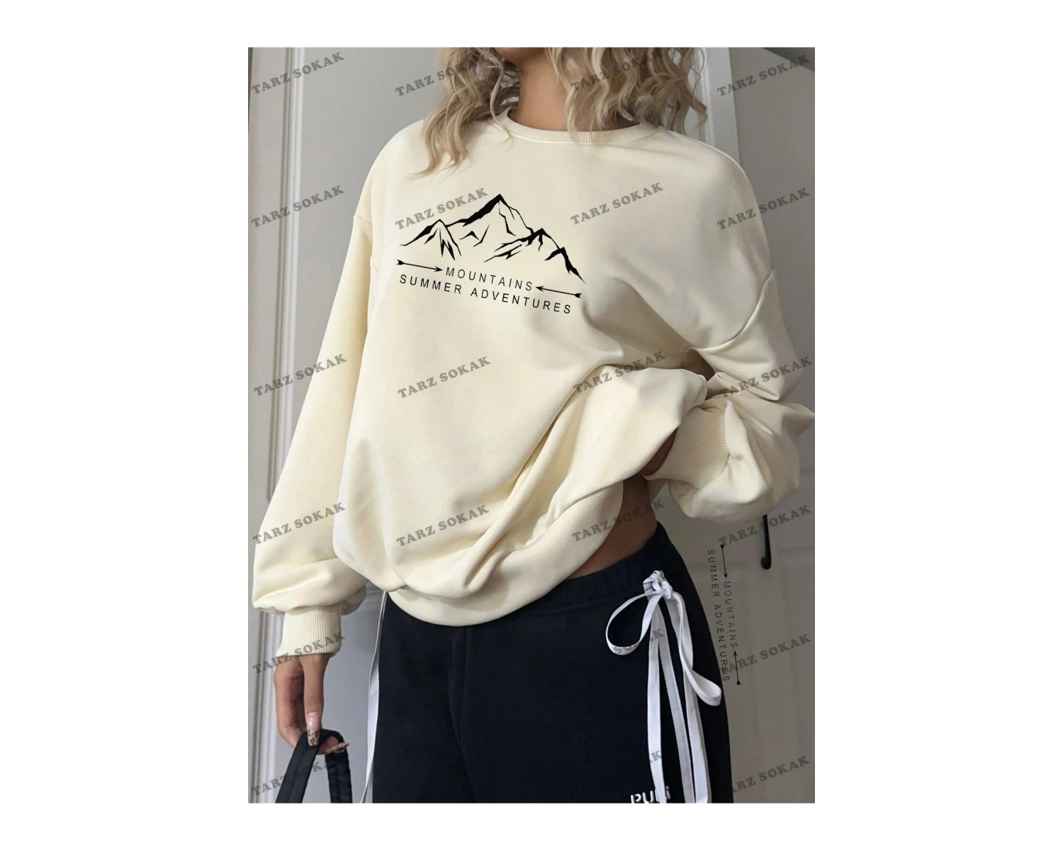 Y2K YENİ SEZON SSWEAT HARAJUKA KUROMİ RETRO KOD 16 Bej