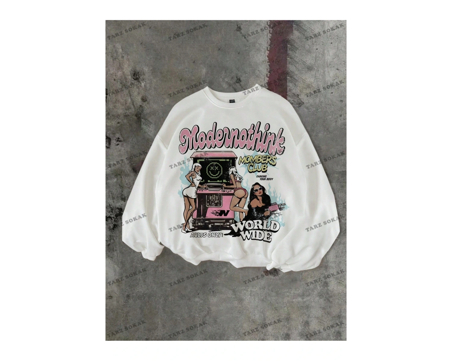 Y2K YENİ SEZON SSWEAT HARAJUKA KUROMİ RETRO KOD 16 Beyaz