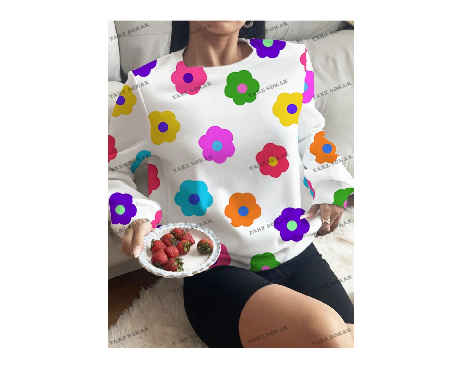 Y2K YENİ SEZON SSWEAT HARAJUKA KUROMİ RETRO KOD 16 Beyaz