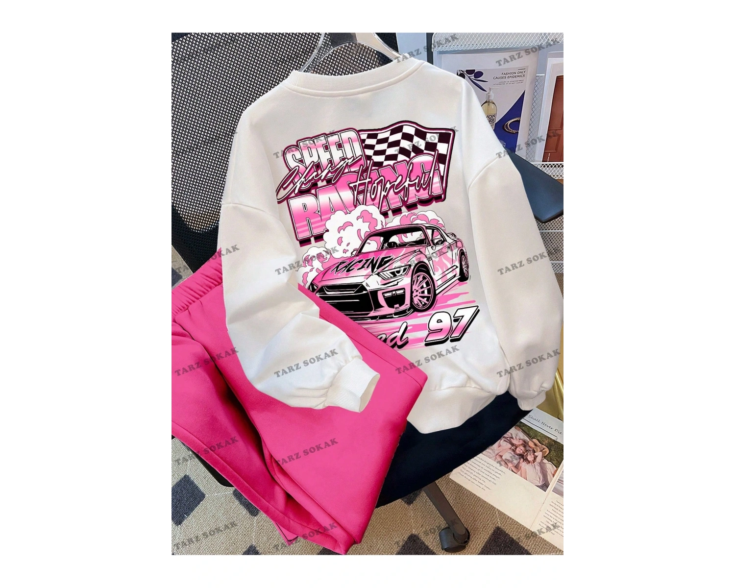 Y2K YENİ SEZON SSWEAT HARAJUKA KUROMİ RETRO KOD 16 Beyaz