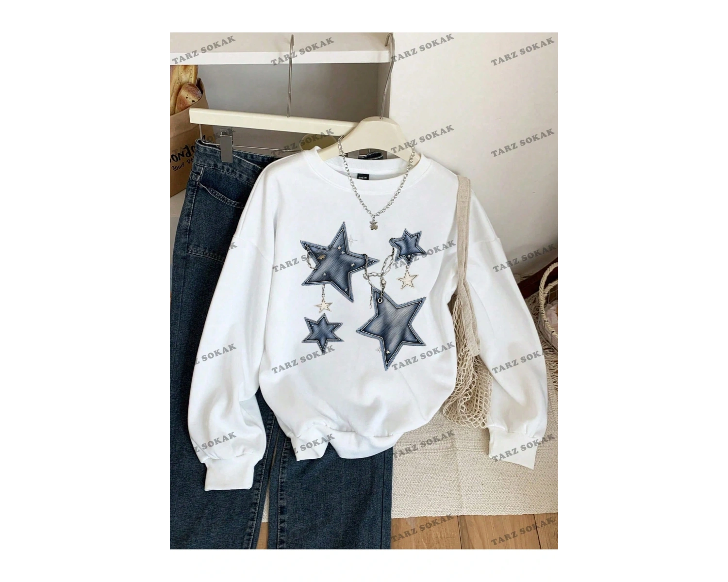 Y2K YENİ SEZON SSWEAT HARAJUKA KUROMİ RETRO KOD 16 Beyaz