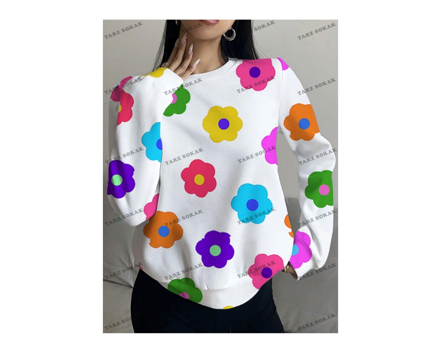 Y2K YENİ SEZON SSWEAT HARAJUKA KUROMİ RETRO KOD 16 Beyaz