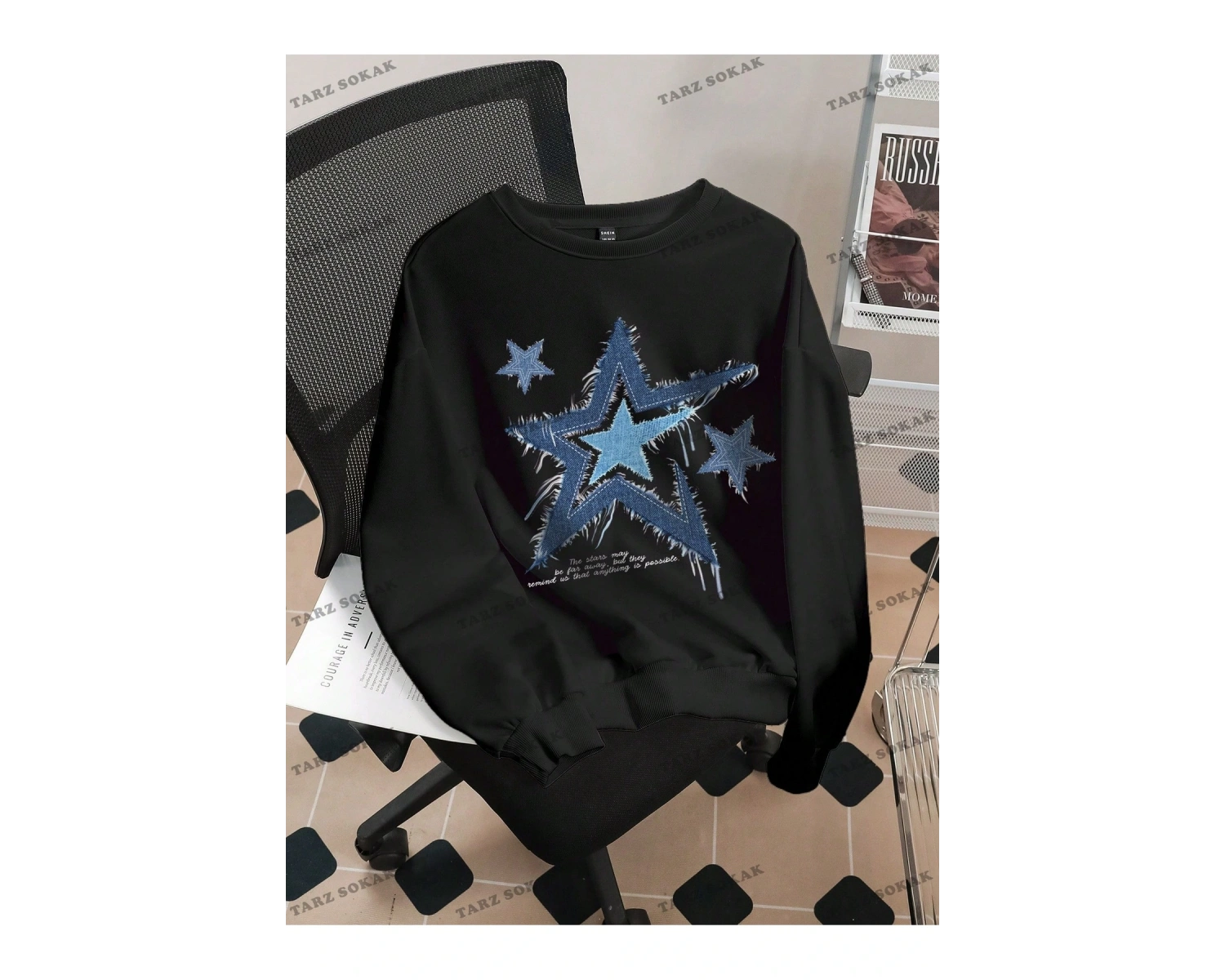 Y2K YENİ SEZON SSWEAT HARAJUKA KUROMİ RETRO KOD 16 Siyah