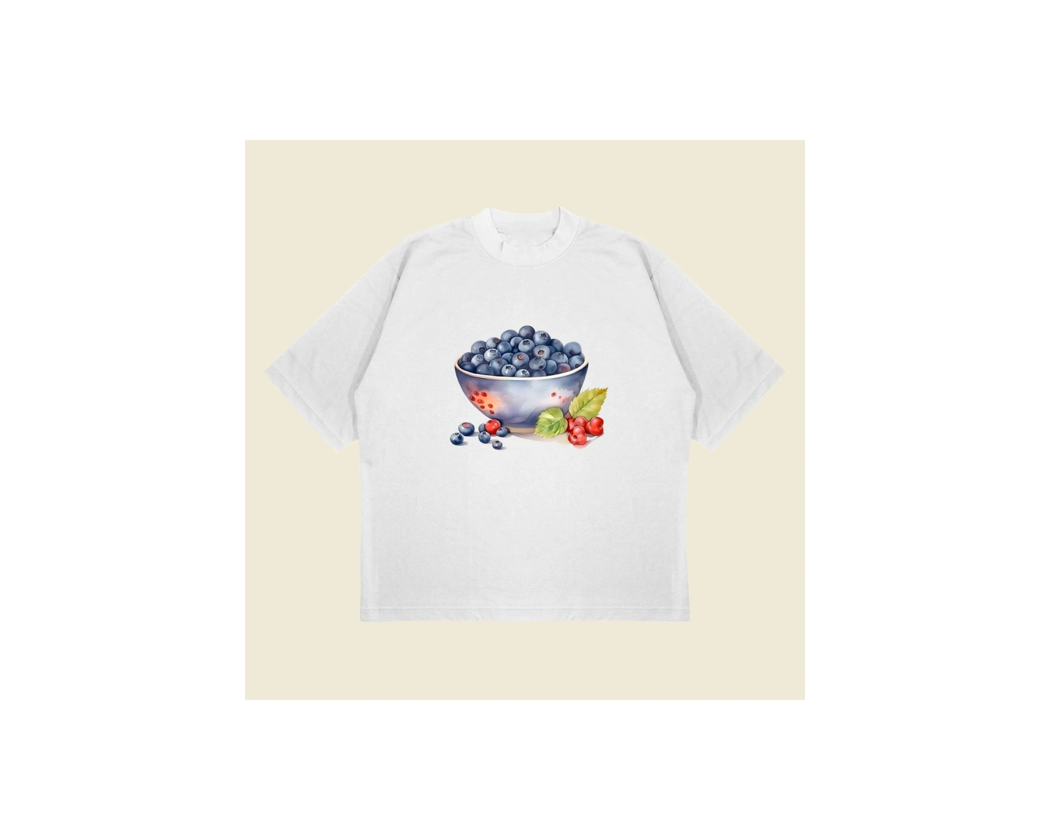 Yaban Mersini Vintage Baskılı Oversize Unisex Pamuklu Nefes Alan Kalın Kumaşlı