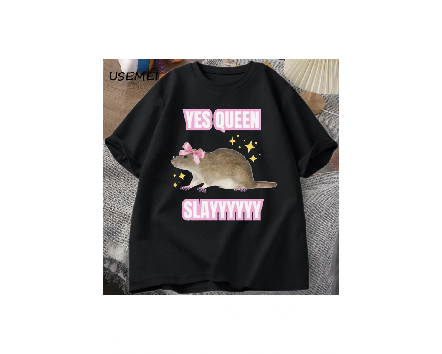 Yas Kraliçe Slay TMizah Komik Pamuk Kısa Kollu Sıçan T-Shirt erkek Giyim Harajuku Ret 2891