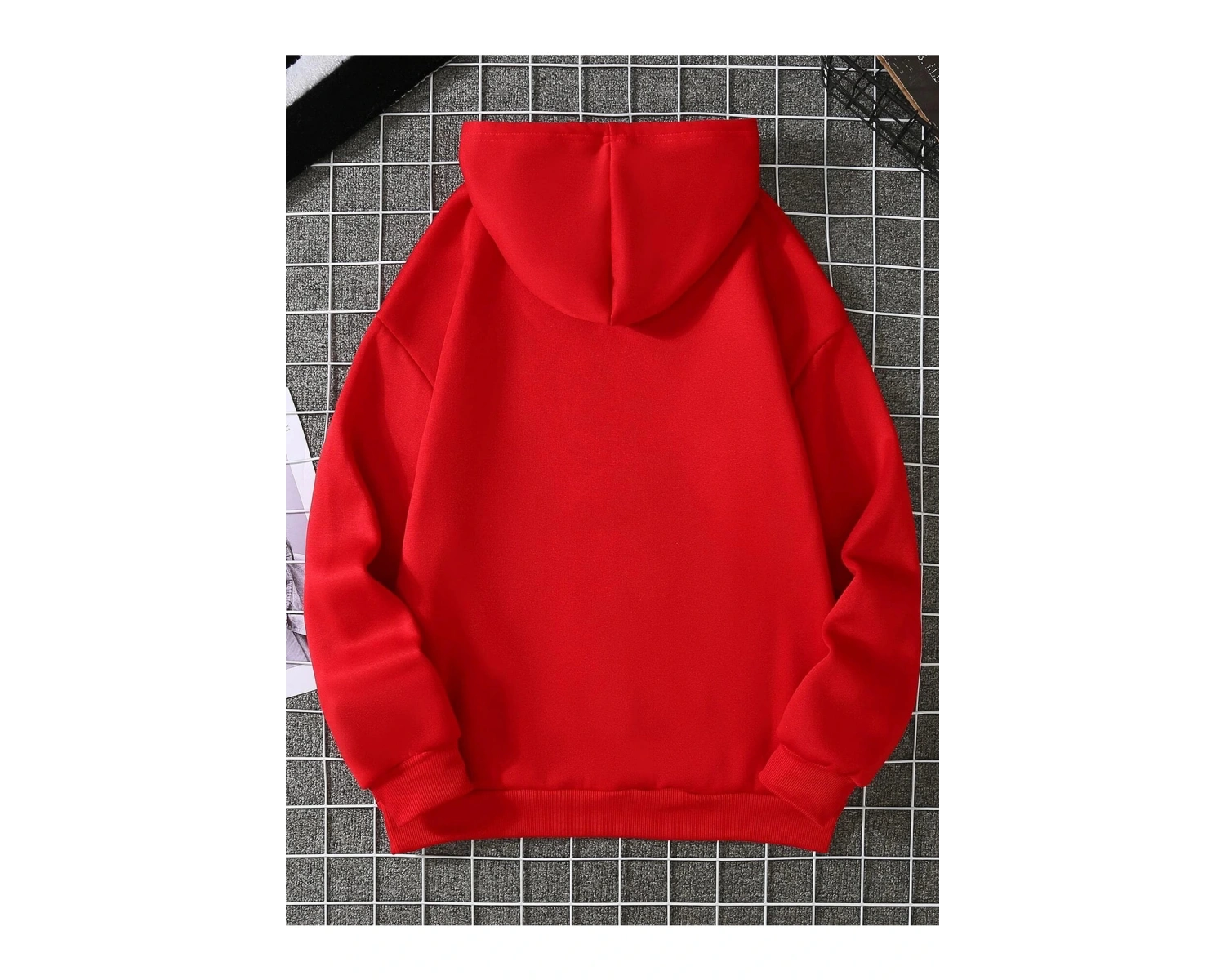 Yasolin----Kadın Heart Baskılı Kapüşonlu Sweatshirt Kırmızı