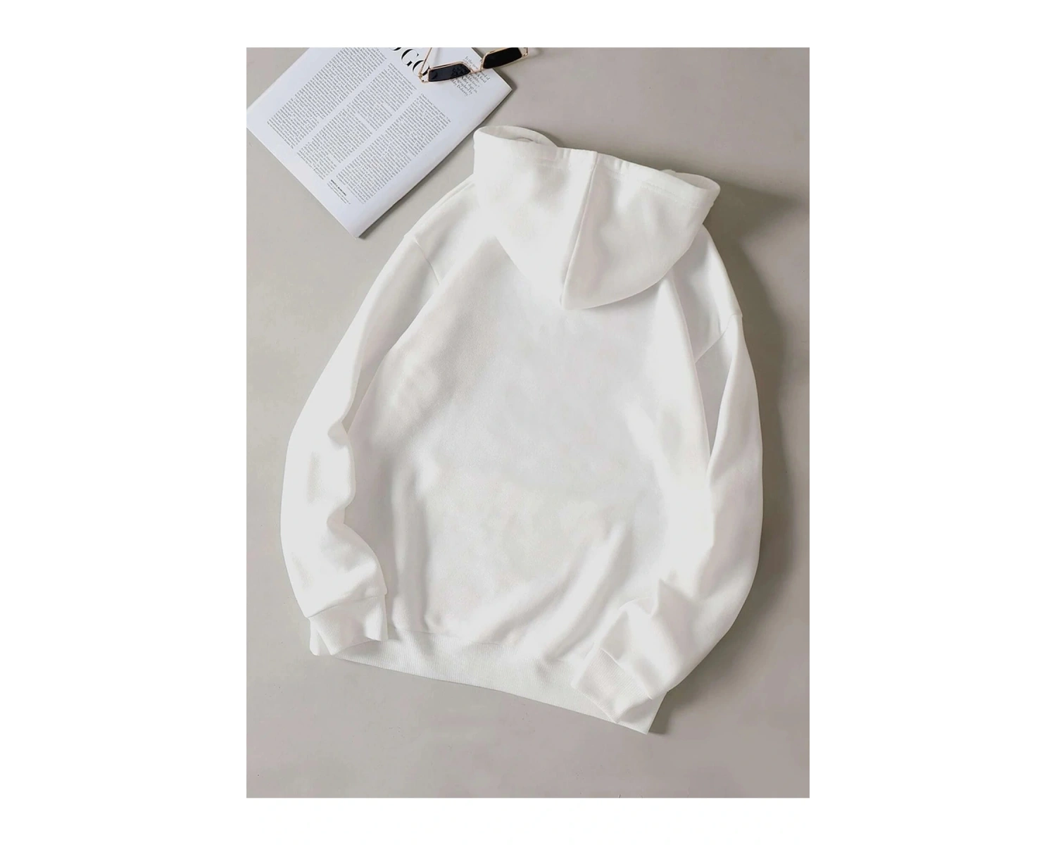 Yasolin----Unisex Beyaz Brooklyn Baskılı Kapüşonlu Sweatshirt