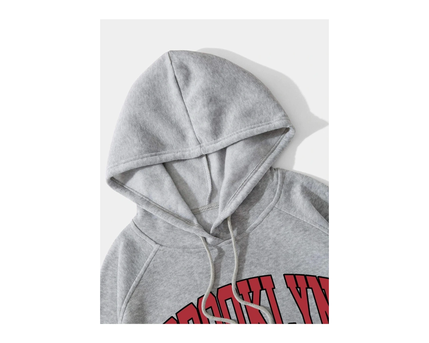 Yasolin----Unisex Brooklyn Baskılı Kapüşonlu Sweatshirt Gri