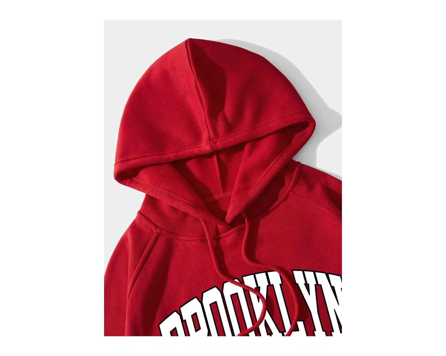 Yasolin----Unisex Brooklyn Baskılı Kapüşonlu Sweatshirt Kırmızı