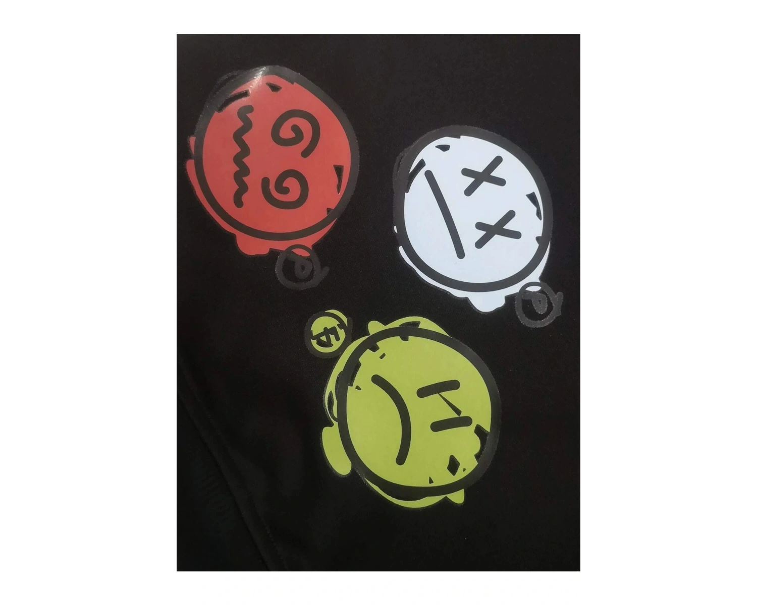 Yasolin----Unisex Emoji Özel Baskılı Kapüşonlu Oversize Sweatshirt Siyah