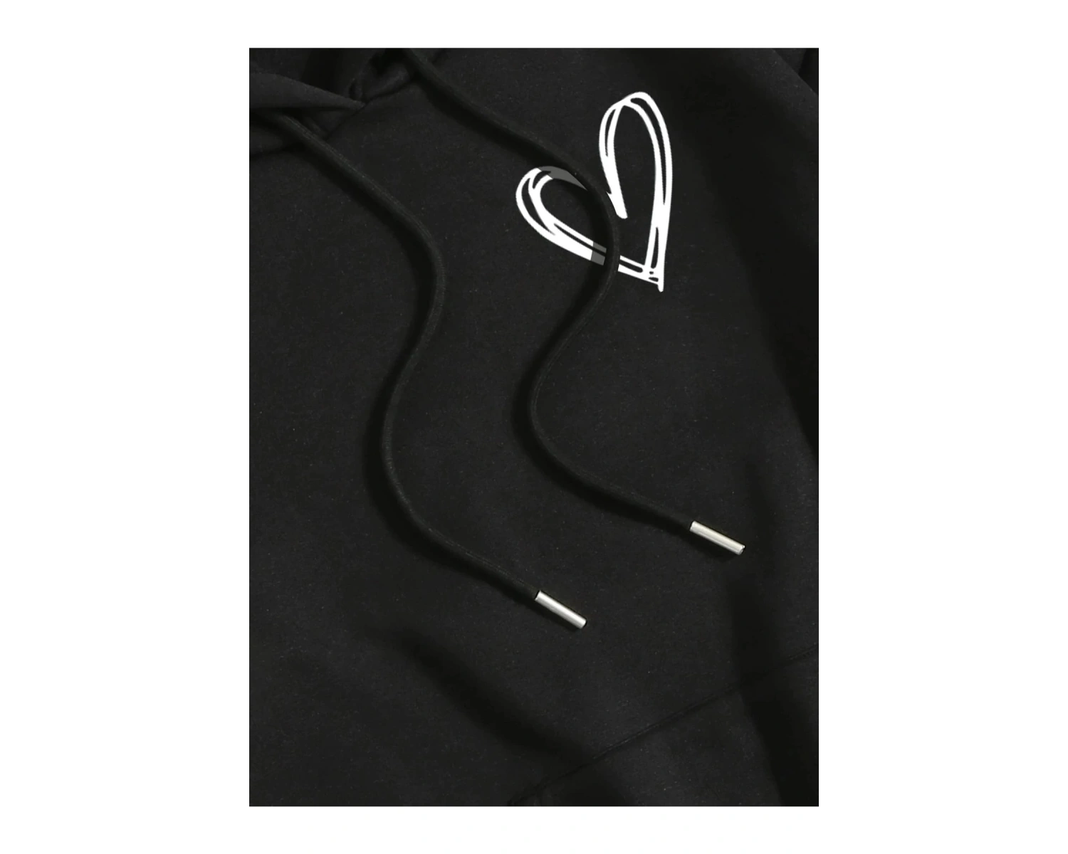 Yasolin----Unisex Love Baskılı Oversize Kapüşonlu Sweatshirt Siyah