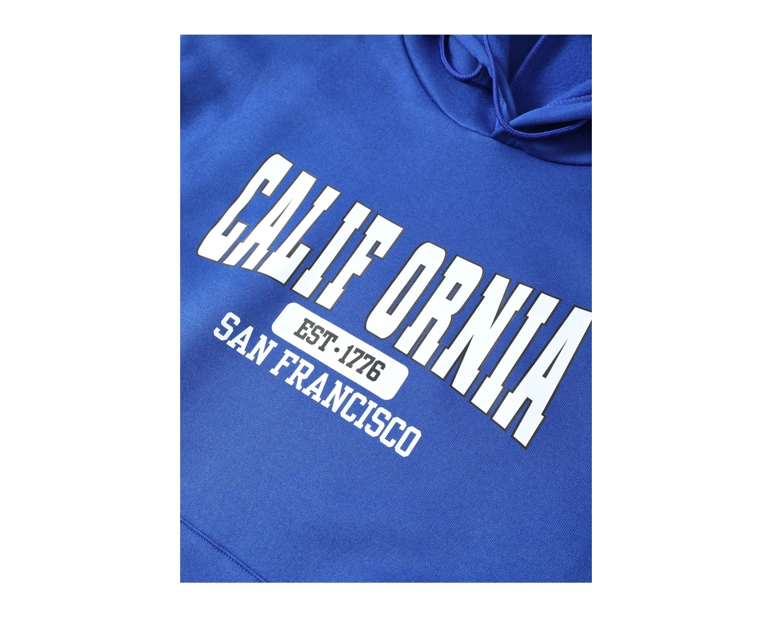 Yasolin----Unisex Mavi Calıfornia Baskılı Kapüşonlu Sweatshirt MAVİRENK