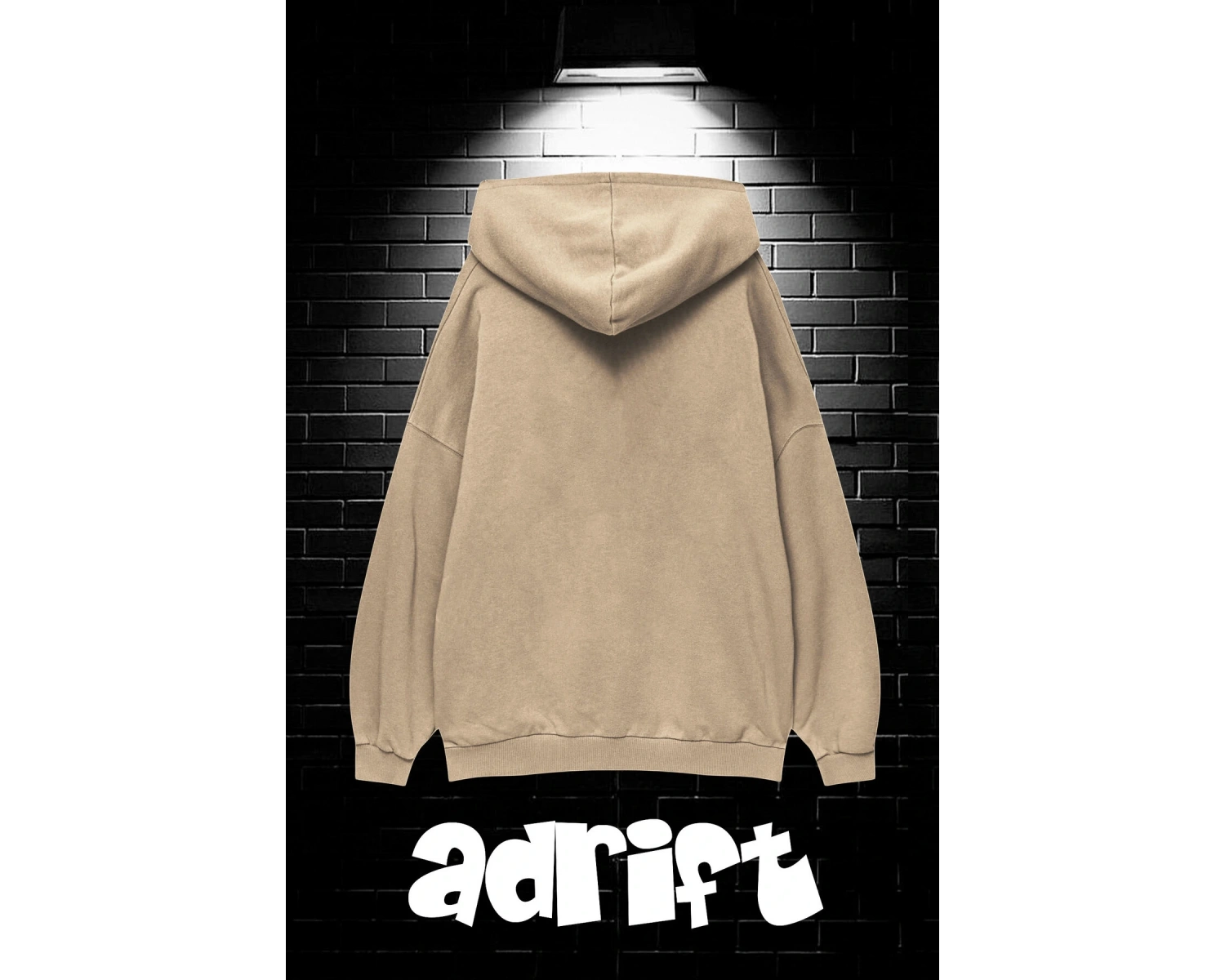 Yasolin----Unisex Oversize Kapüşonlu Kanguru Cepli Timberwolves Baskılı Sweatshirt Hoodie Bej