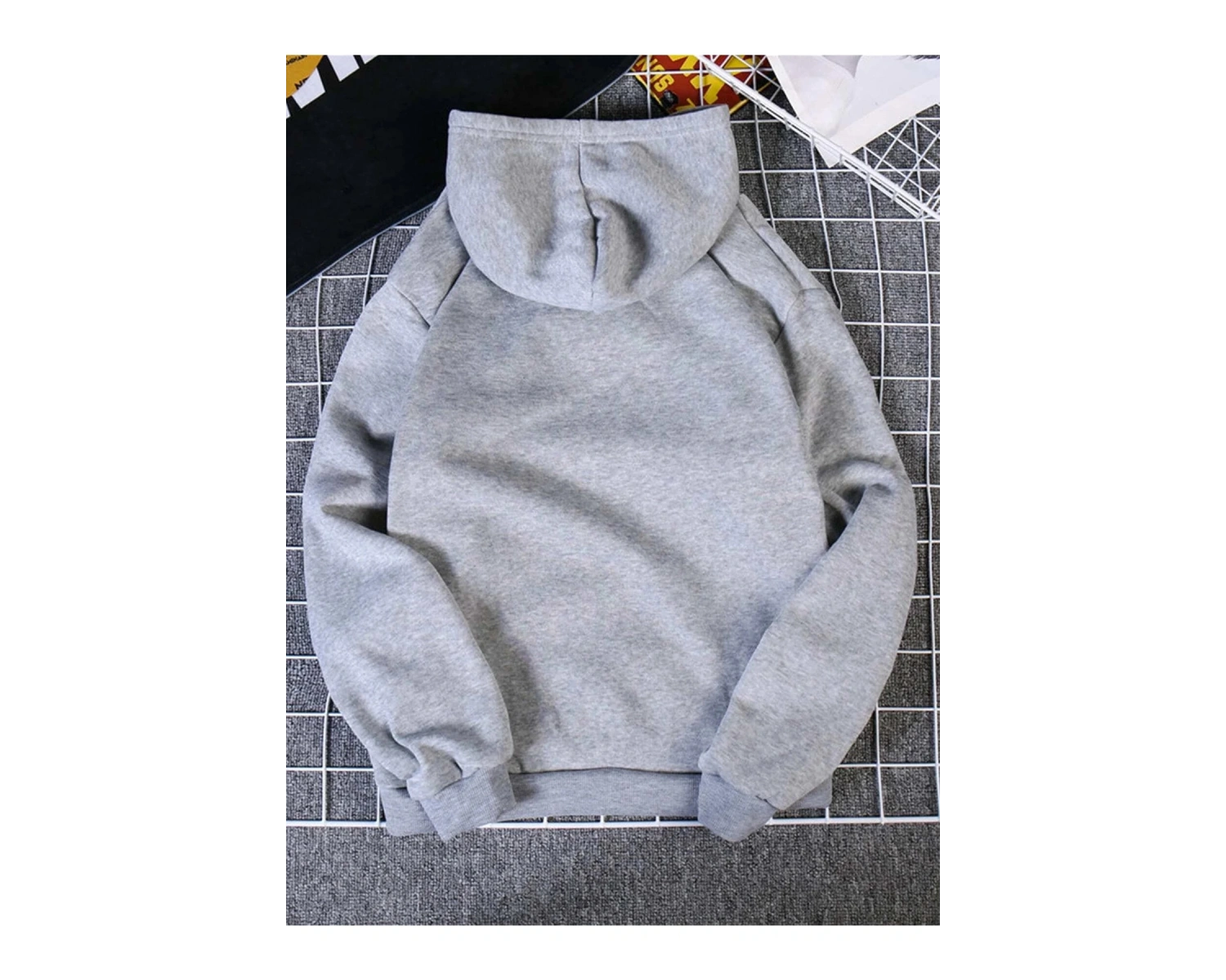 Yasolin----Unisex Ritim Baskılı Kapüşonlu Sweatshirt Gri