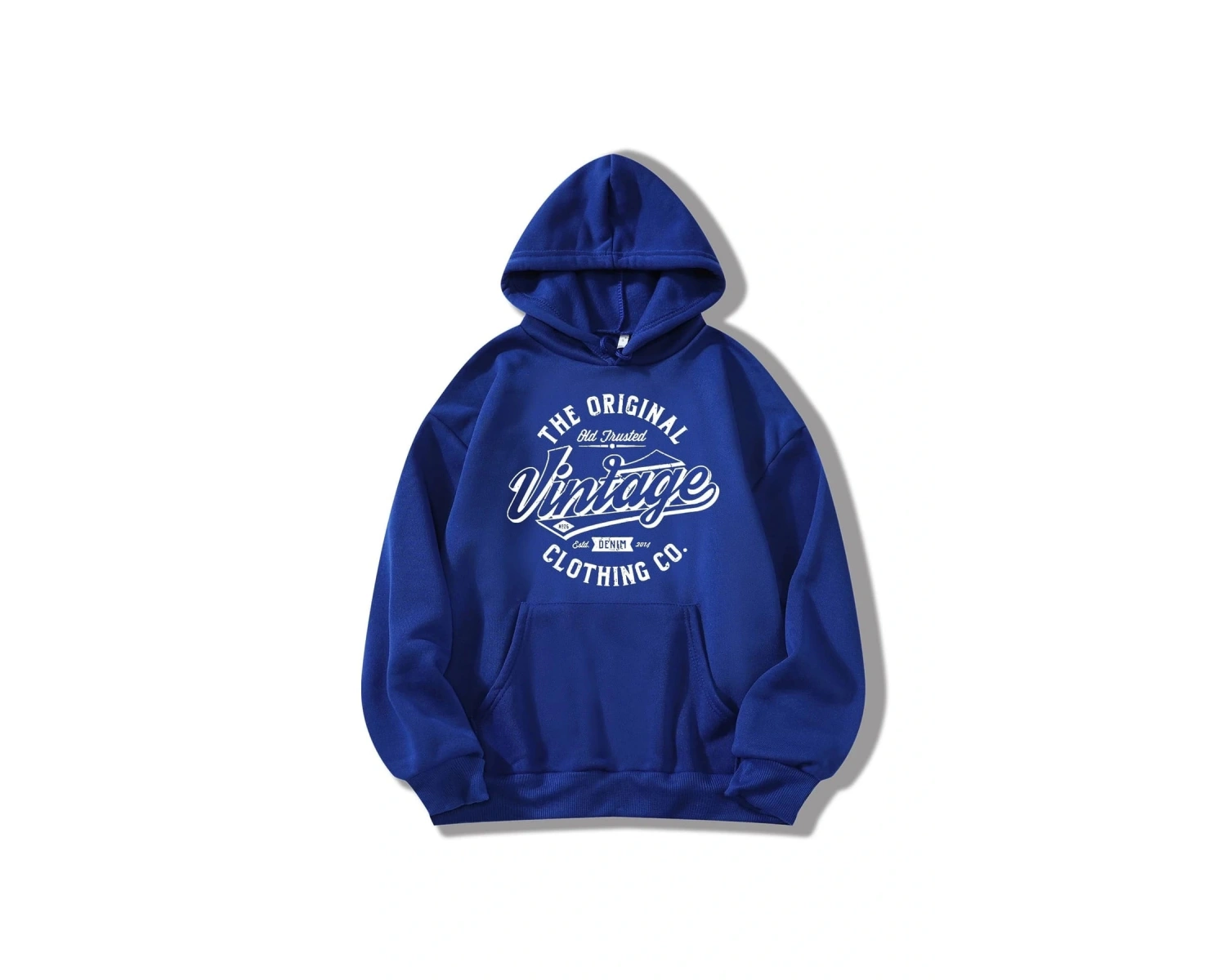 Yasolin----Unisex Vintage Baskılı Kapüşonlu Sweatshirt MAVİRENK