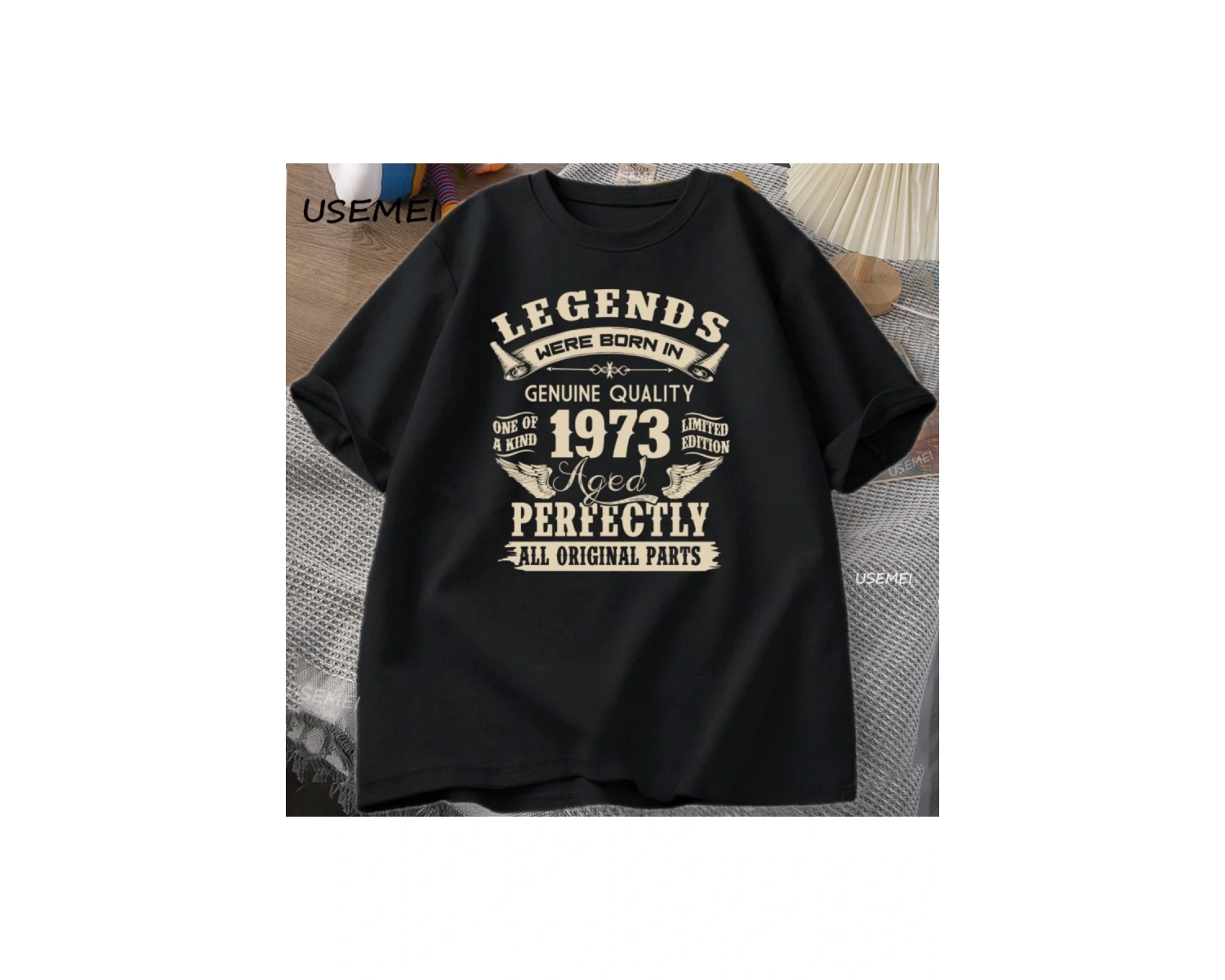 Yaz erkek 1973DEN BERİ TKomik Baskılı T-shirt Gevşek Pamuk Rahat Yuvarlak Boyun Kısa 2885