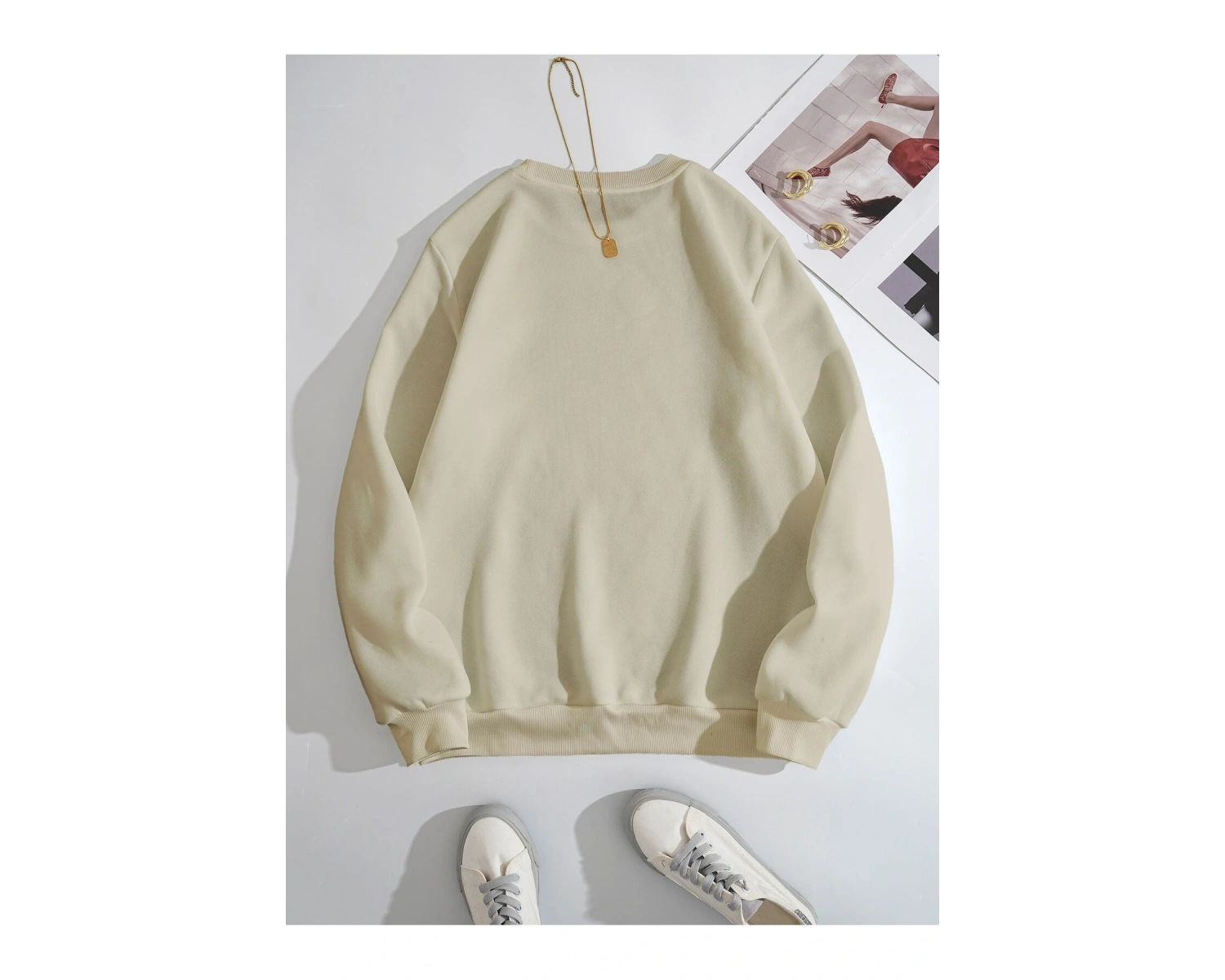 Yazılı Baskılı Sweatshirt Bej