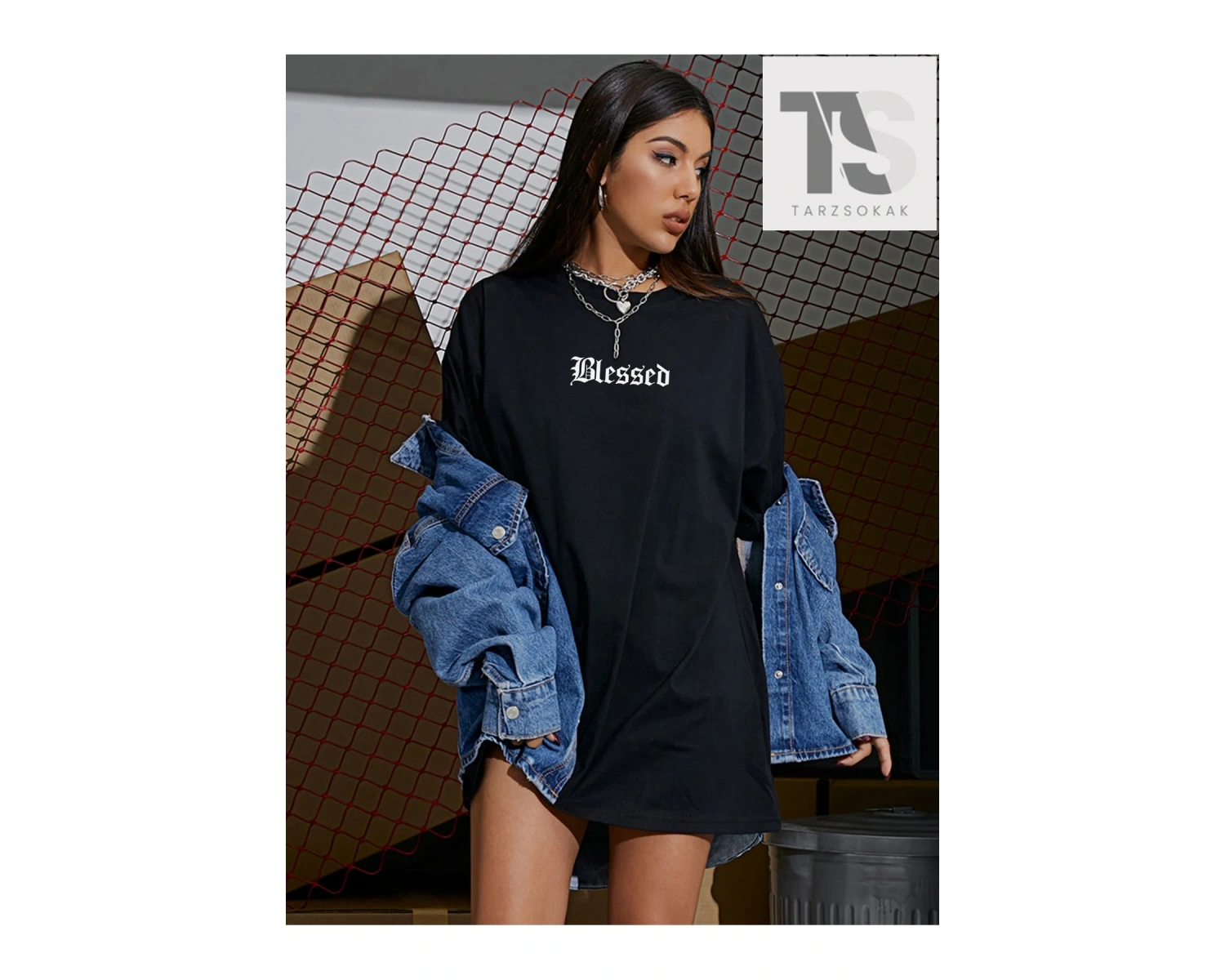 Yazılı Uzun Kollu Kadın Tişört