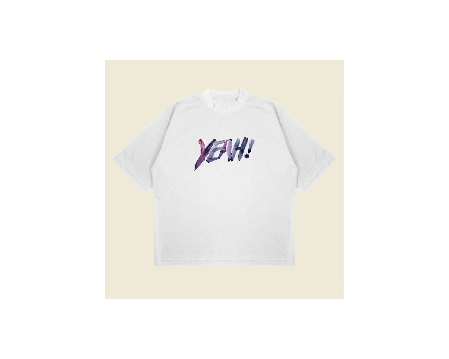 Yeah! Baskılı Oversize Unisex Pamuklu Nefes Alan Kalın Kumaşlı