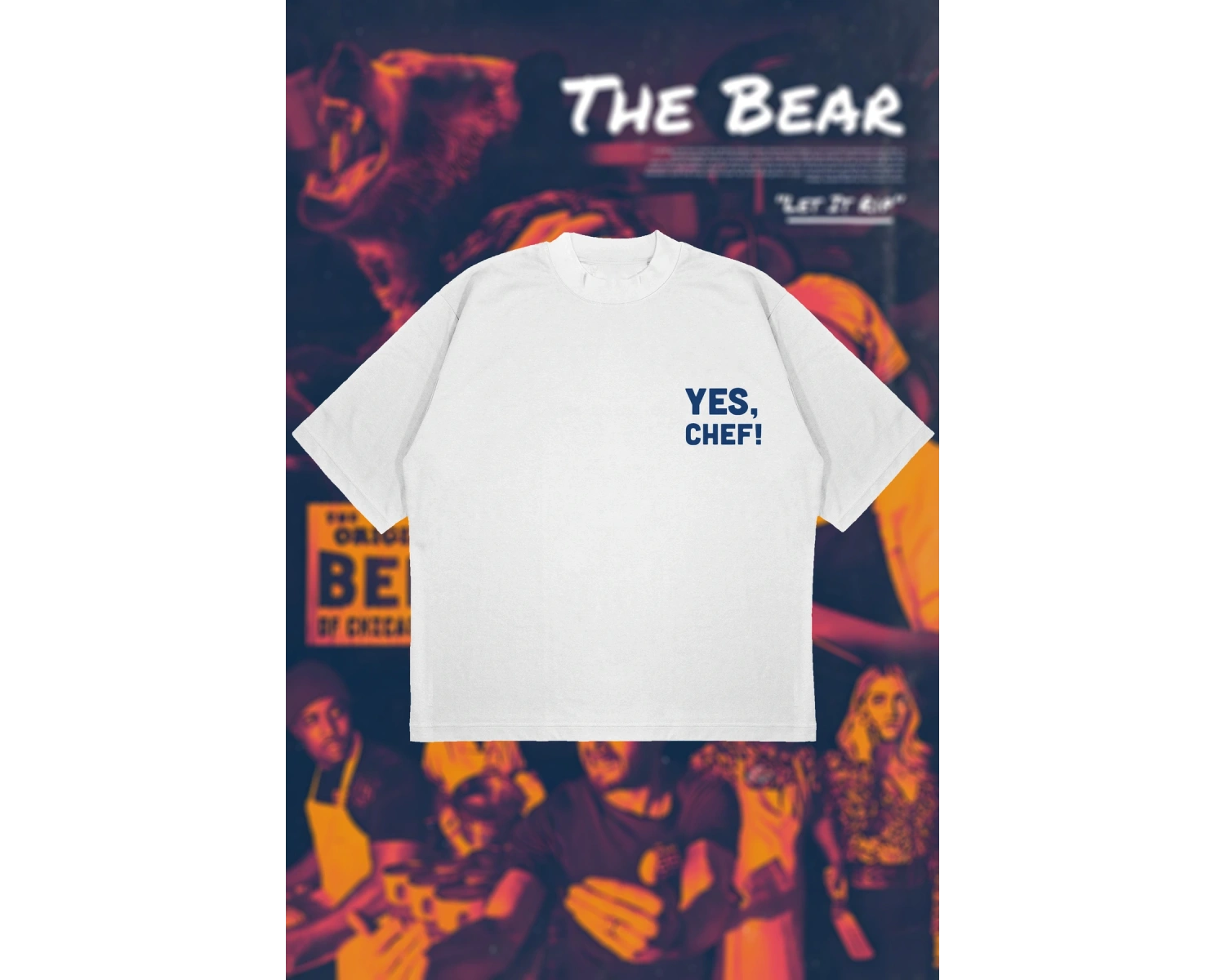 Yes Chef! Baskılı Oversize Unisex Pamuklu Nefes Alan Kalın Kumaşlı