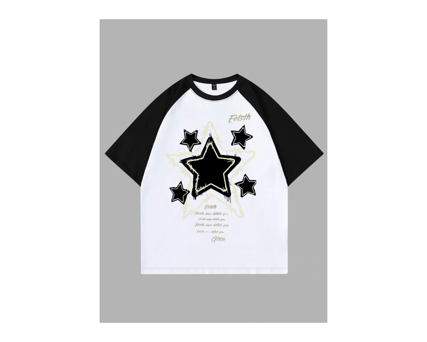 YILDIZ BASKILI ÇİFT RENK T SHIRT