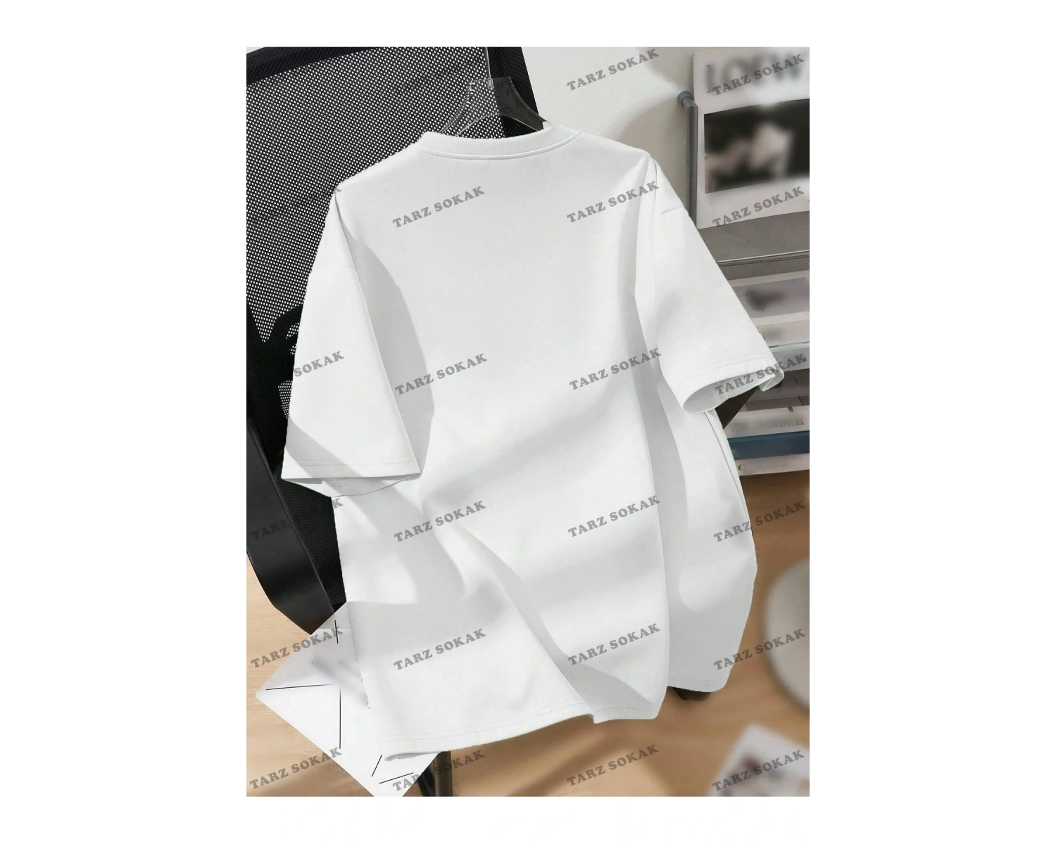 Yıldız Baskılı Oversize Kalıp Unisex T-shirt