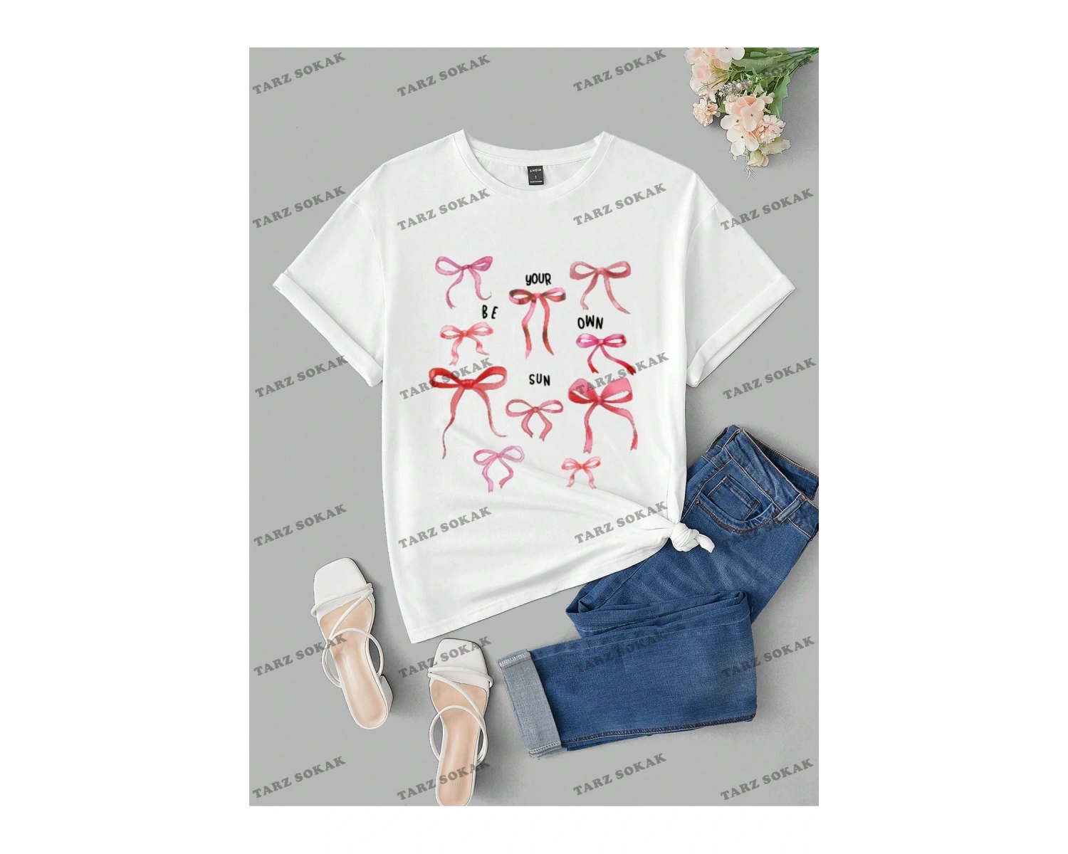 Yıldız Baskılı Oversize Kalıp Unisex T-shirt